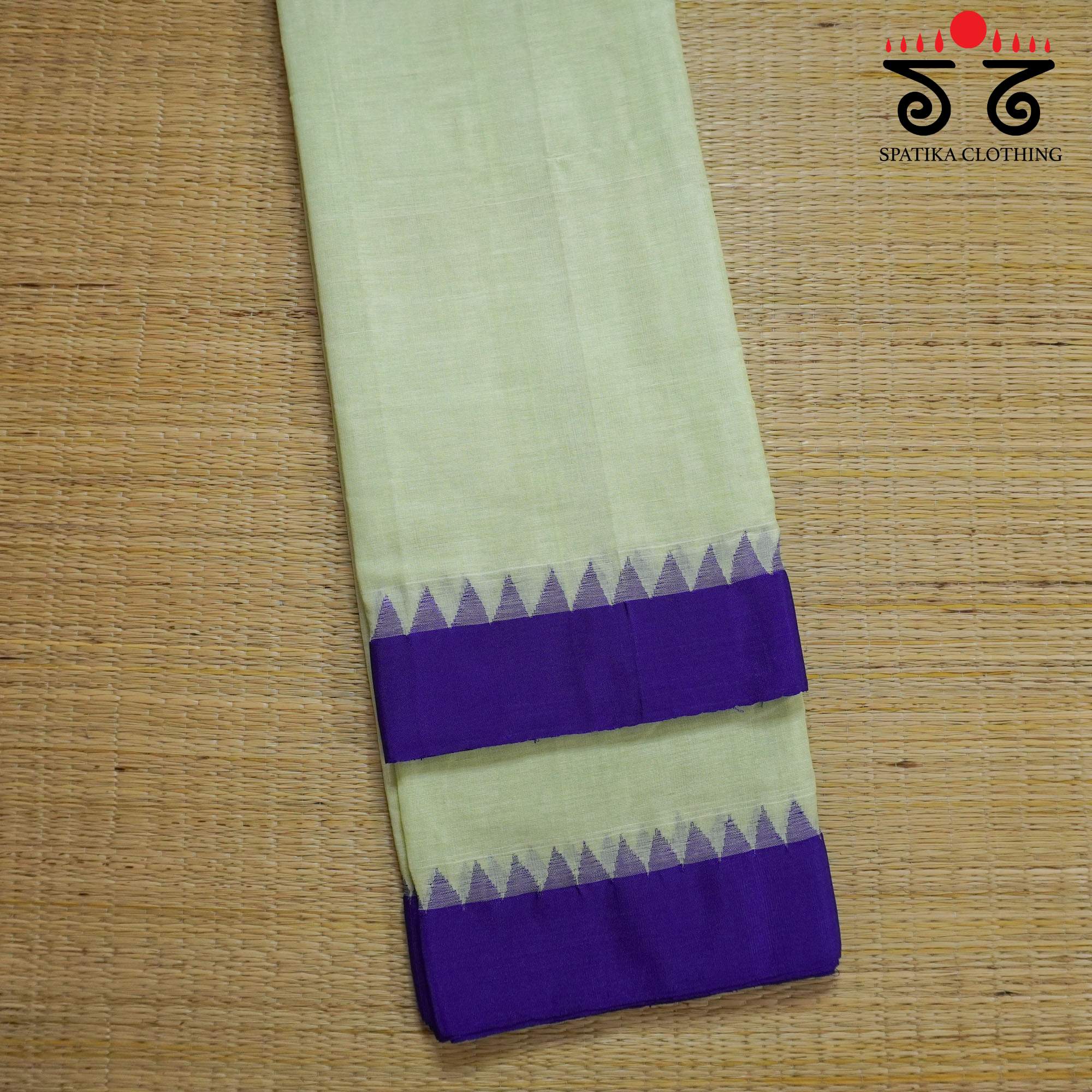 Light Green Ponduru Handspun Saree - With Silk border