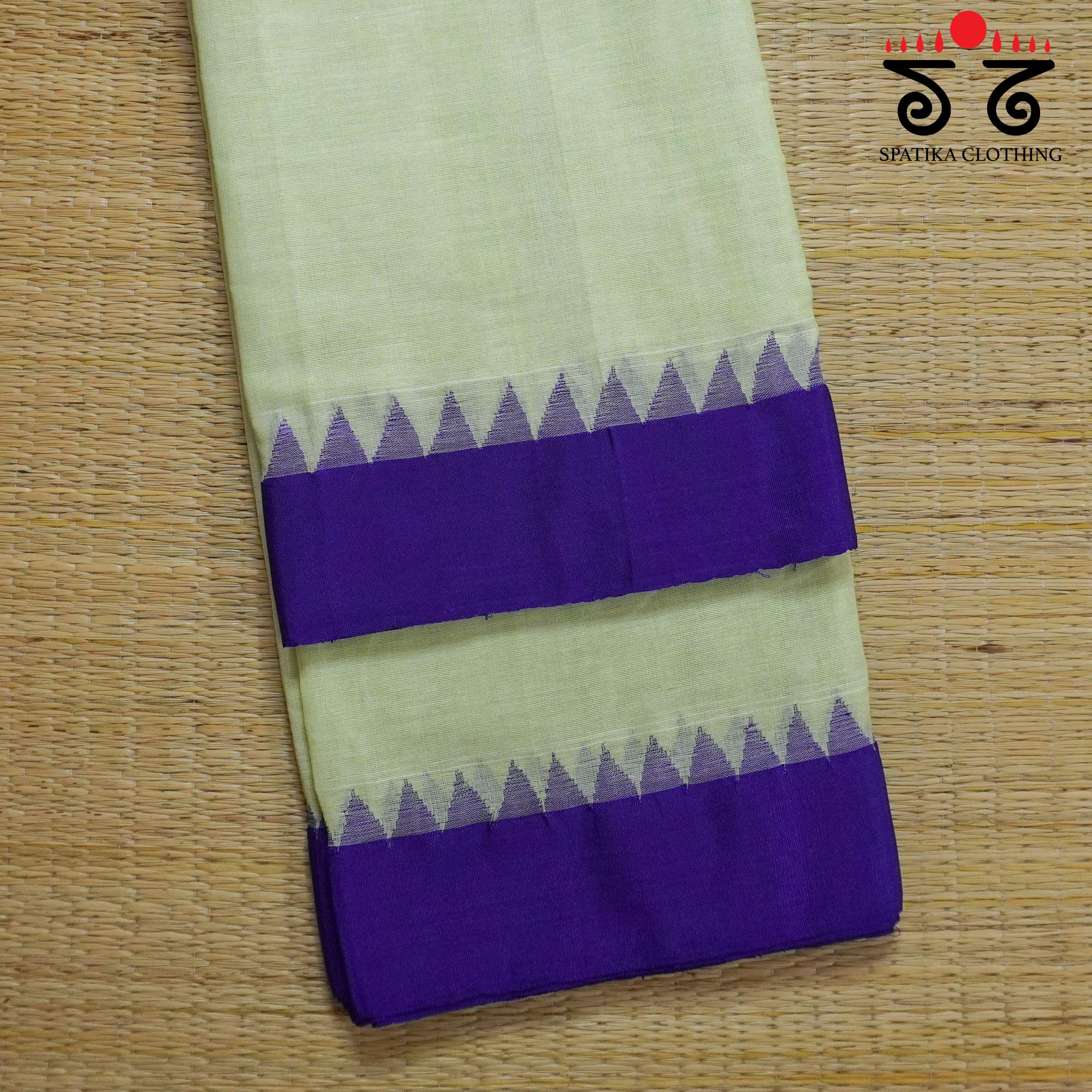 Light Green Ponduru Handspun Saree - With Silk border