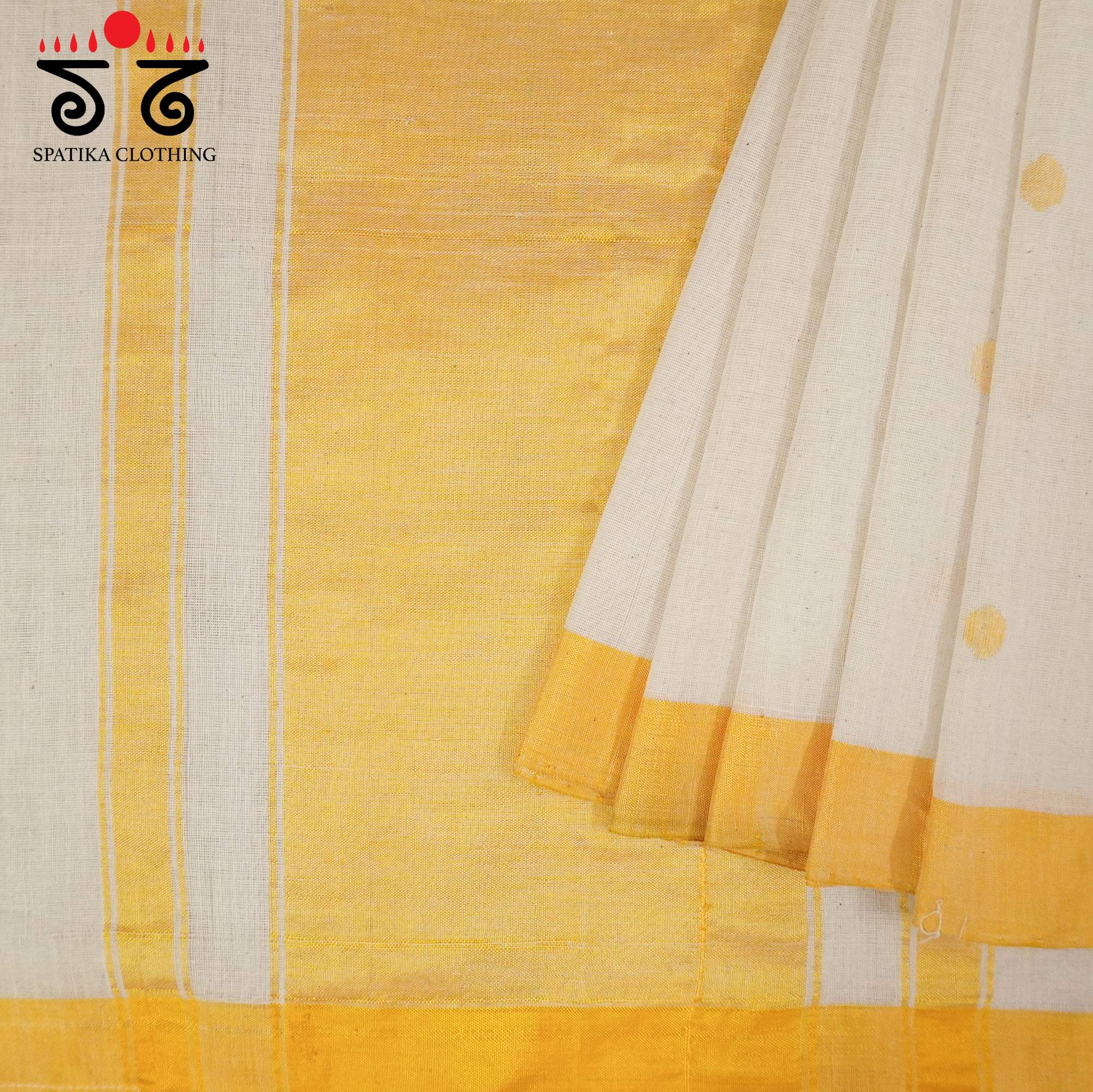 Off White Ponduru Handspun Cotton Saree With Special Blouse
