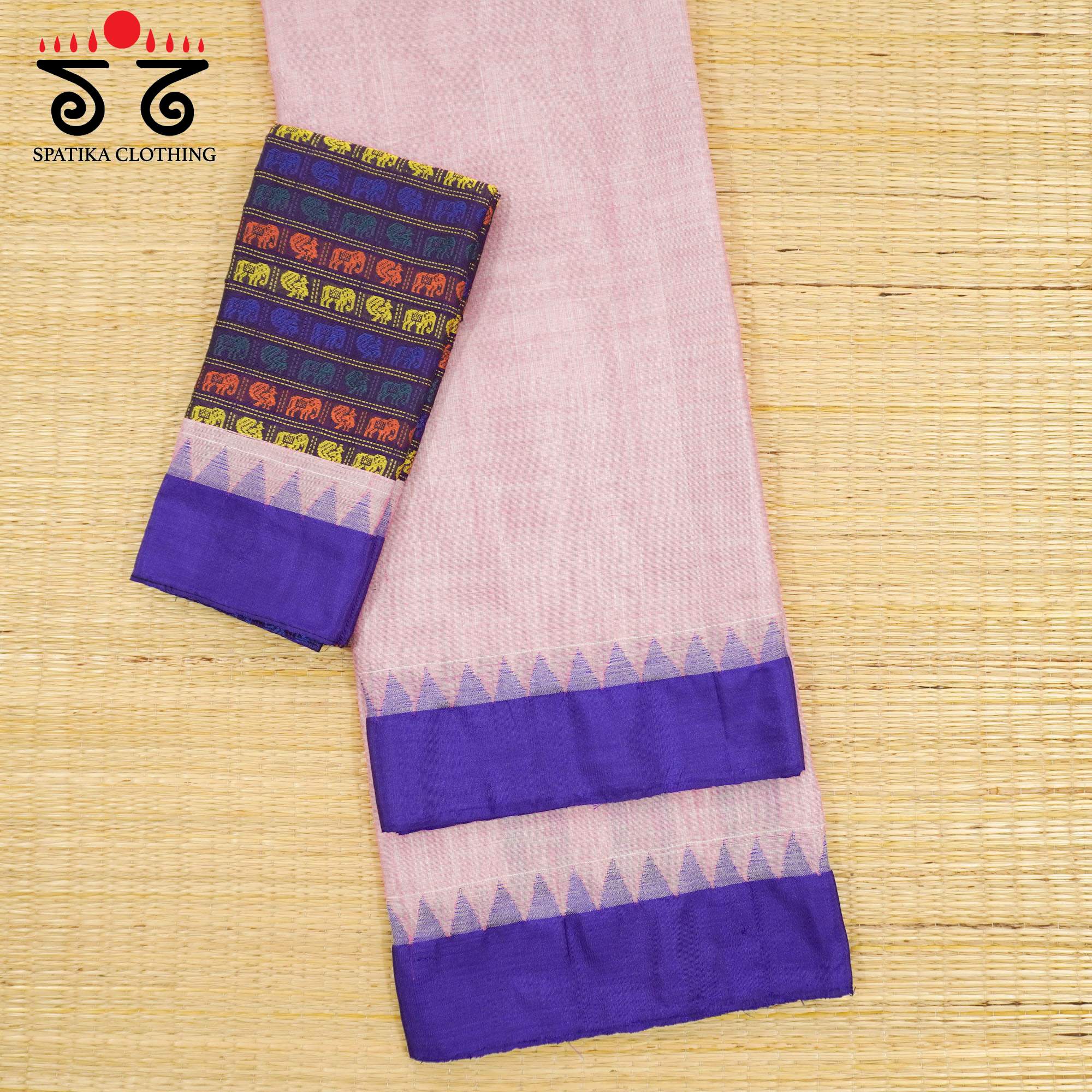 Pink Ponduru Handspun Cotton Saree With Special Blouse