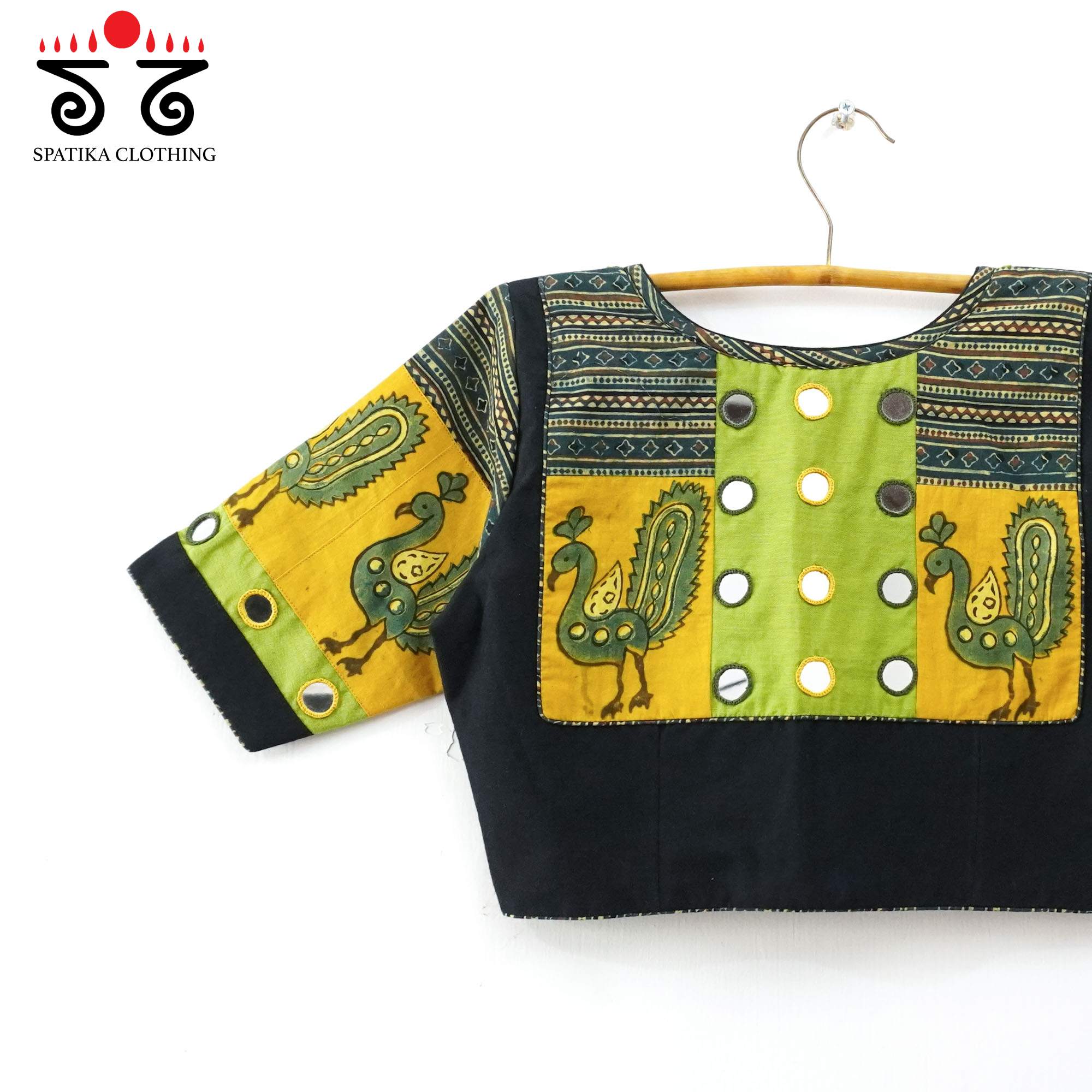 The Morni - Green Mirror work Blouse