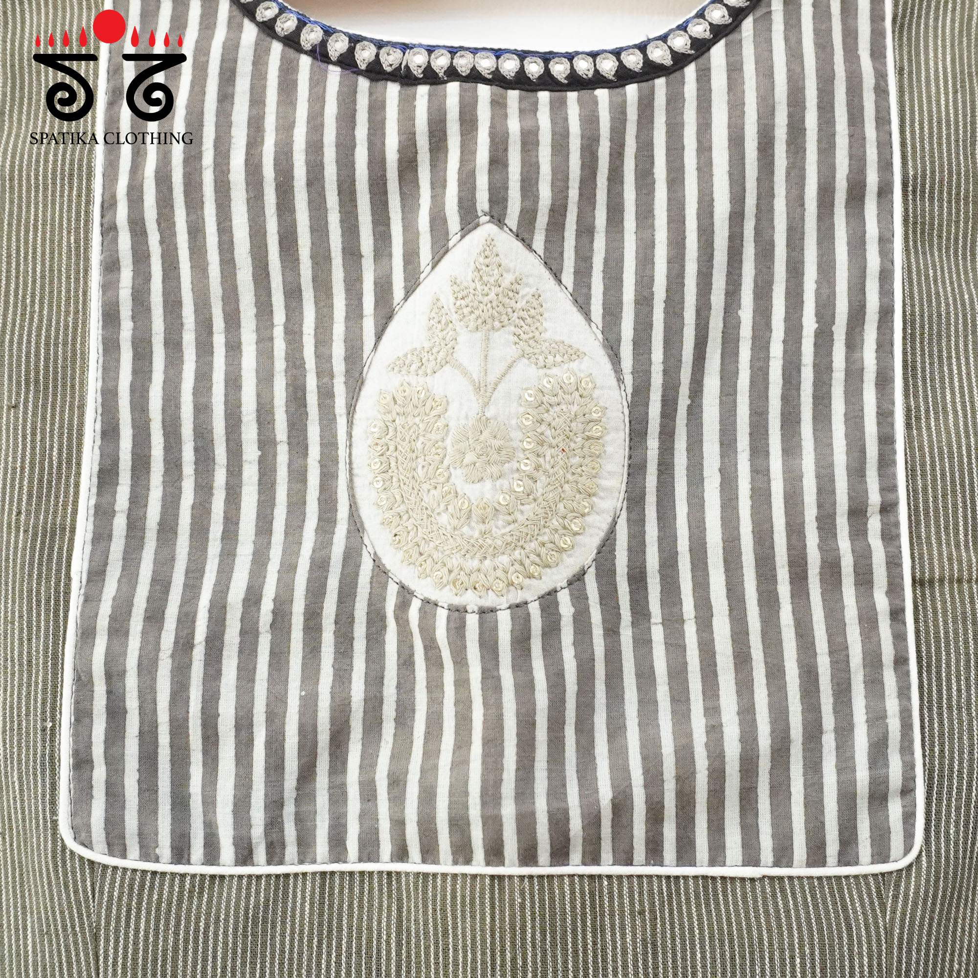 Grey Hand embroidered Blouse - Sleeveless!
