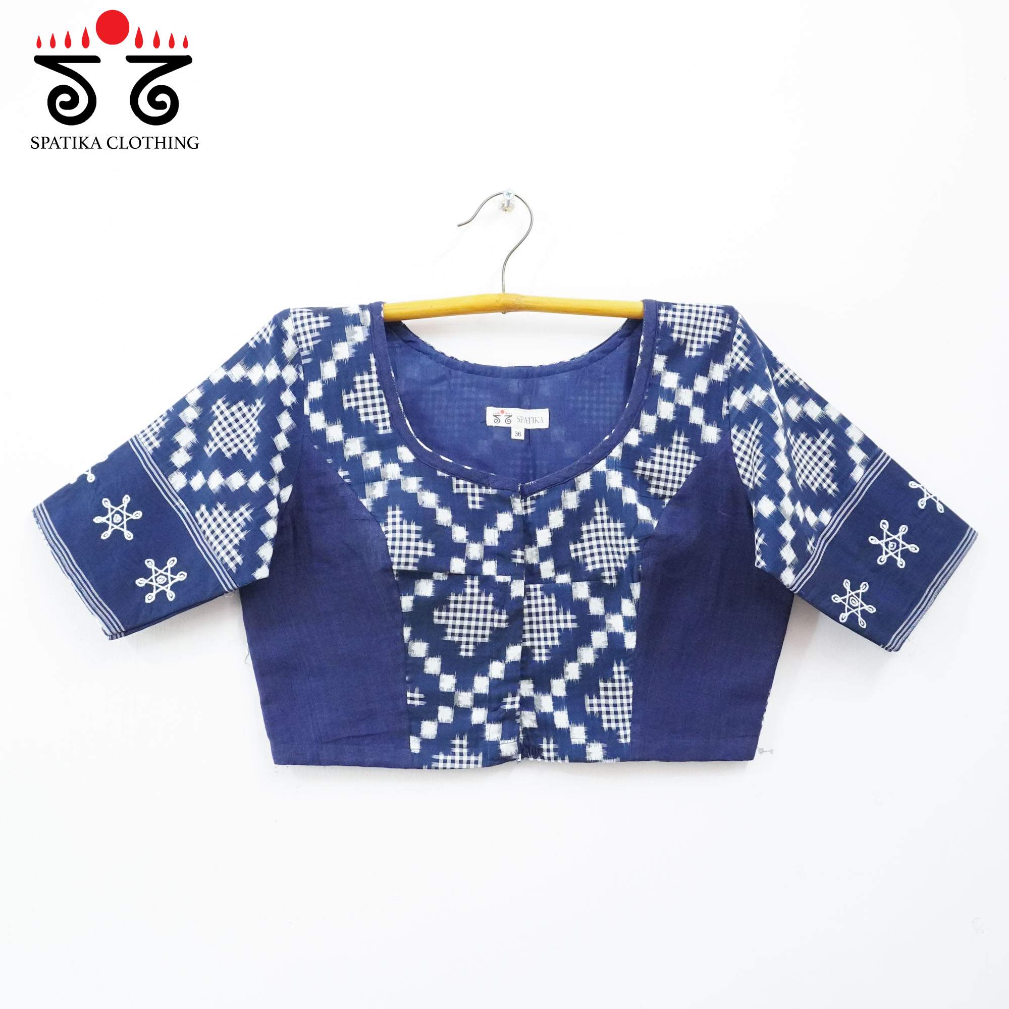 Navy Telia Rumal - Kolam Blouse
