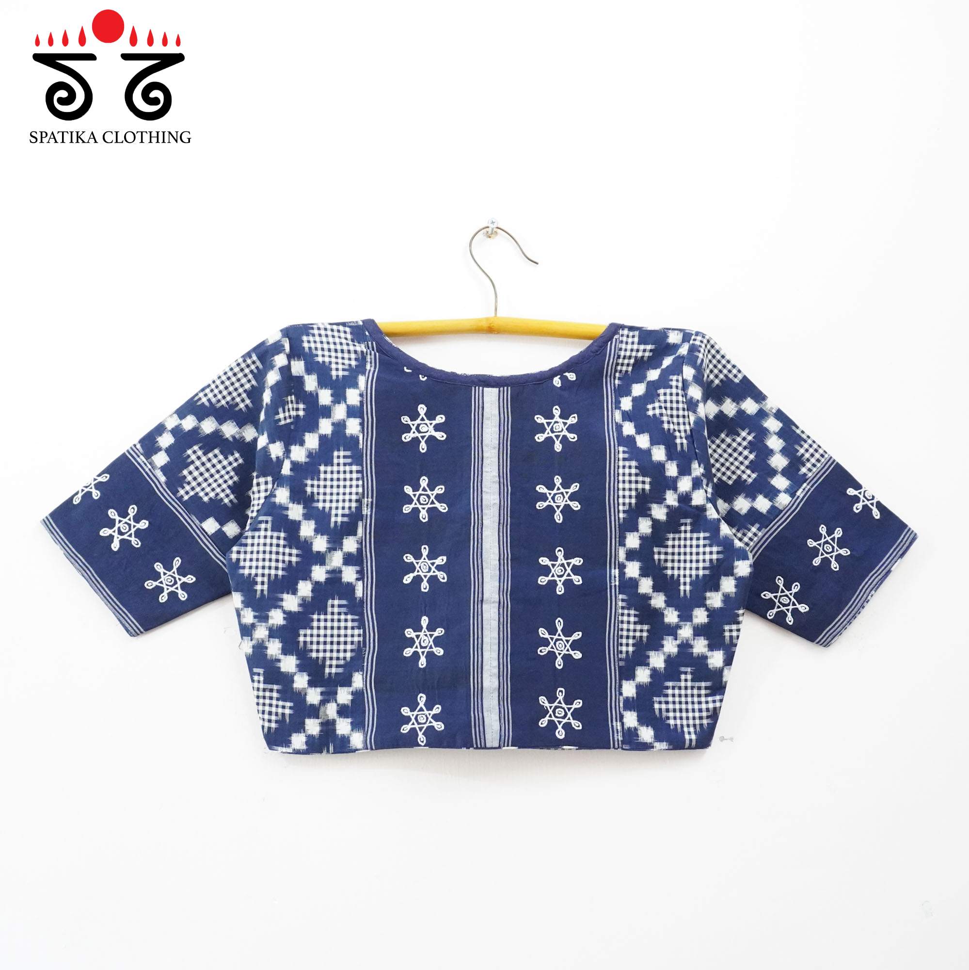 Navy Telia Rumal - Kolam Blouse