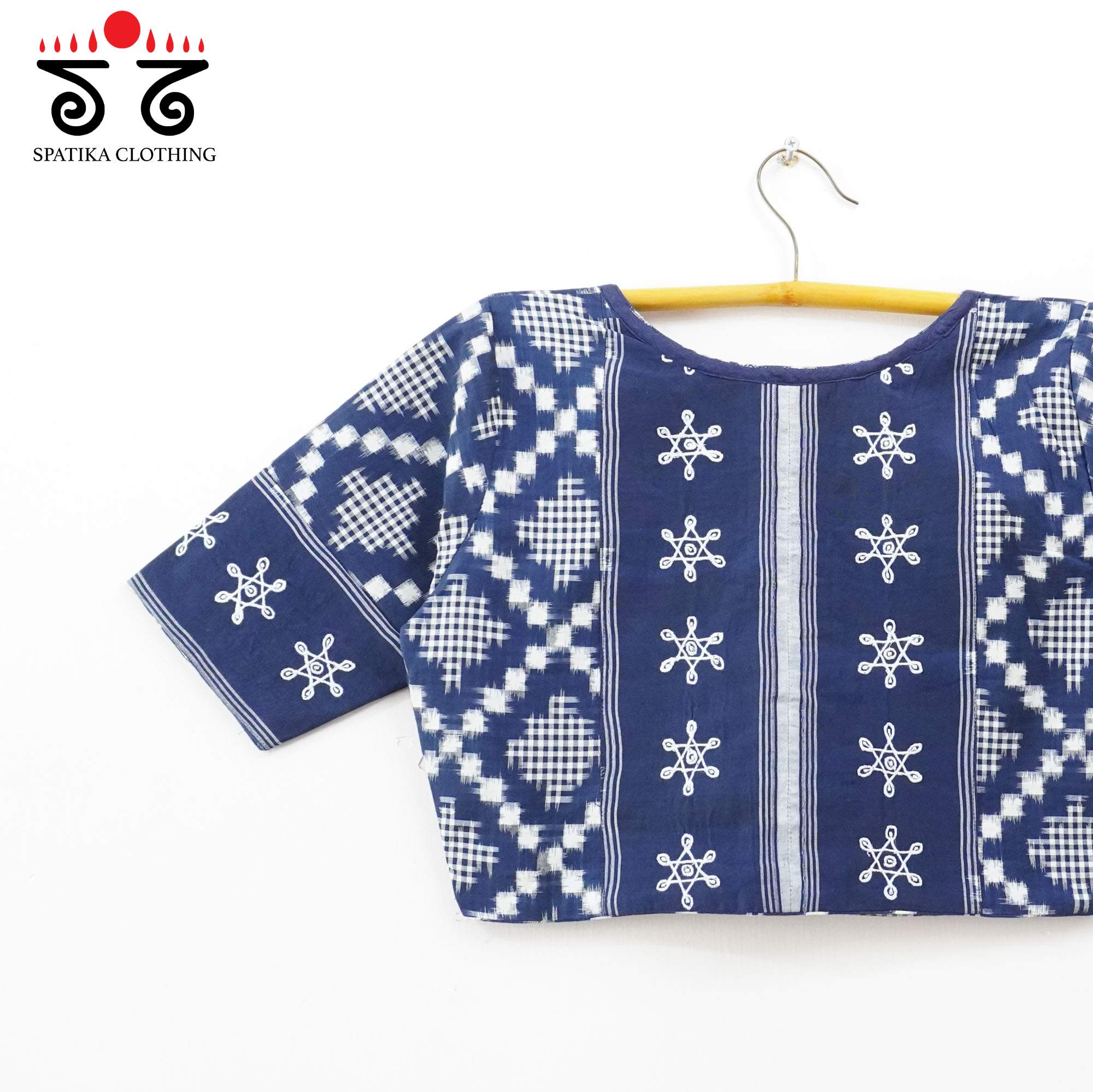 Navy Telia Rumal - Kolam Blouse