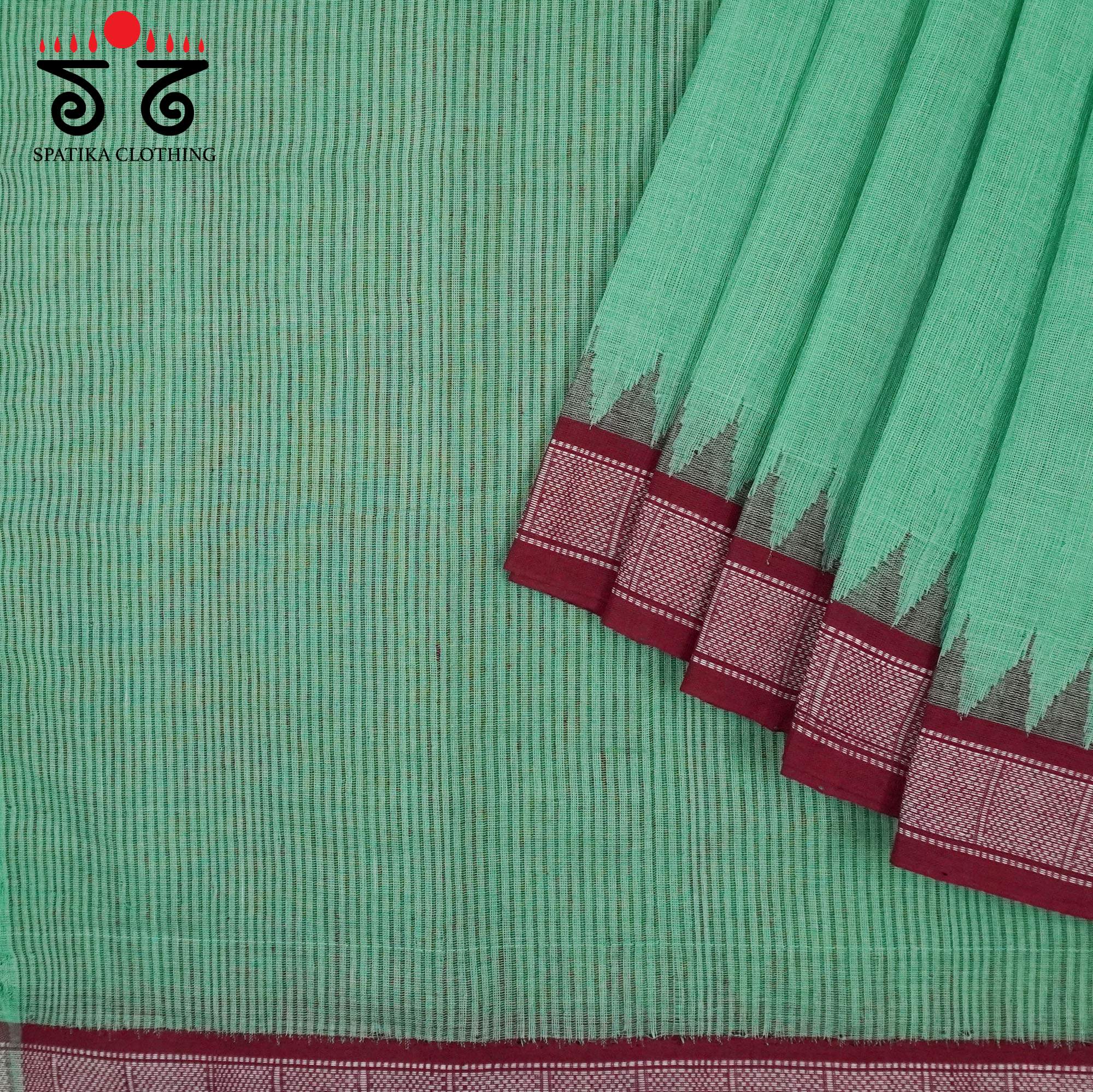 Green Ponduru Handspun Cotton Saree With Special Blouse