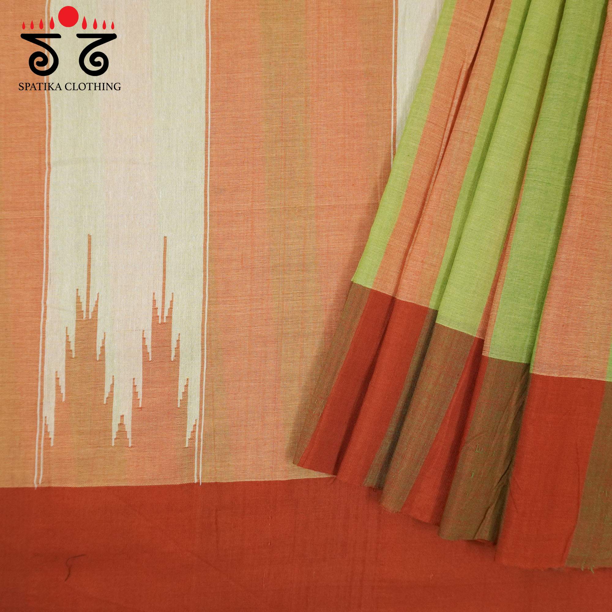 Orange Ilkal Handwoven Cotton Saree - Special Edition
