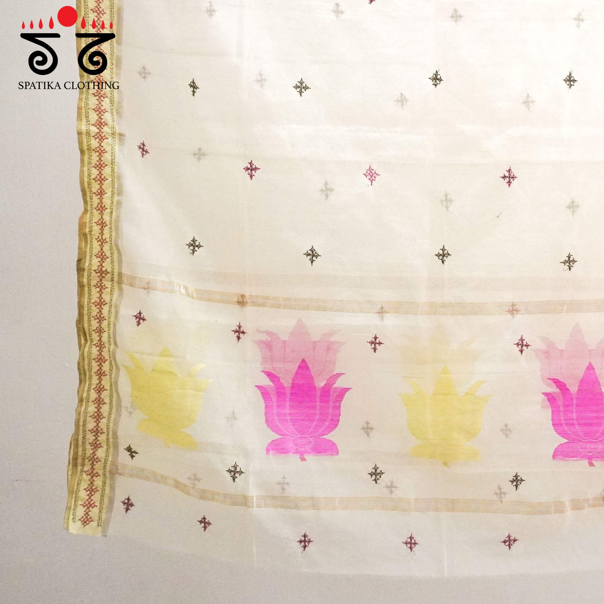 Chanderi Silk Cotton - Hand Embroidered Dupatta