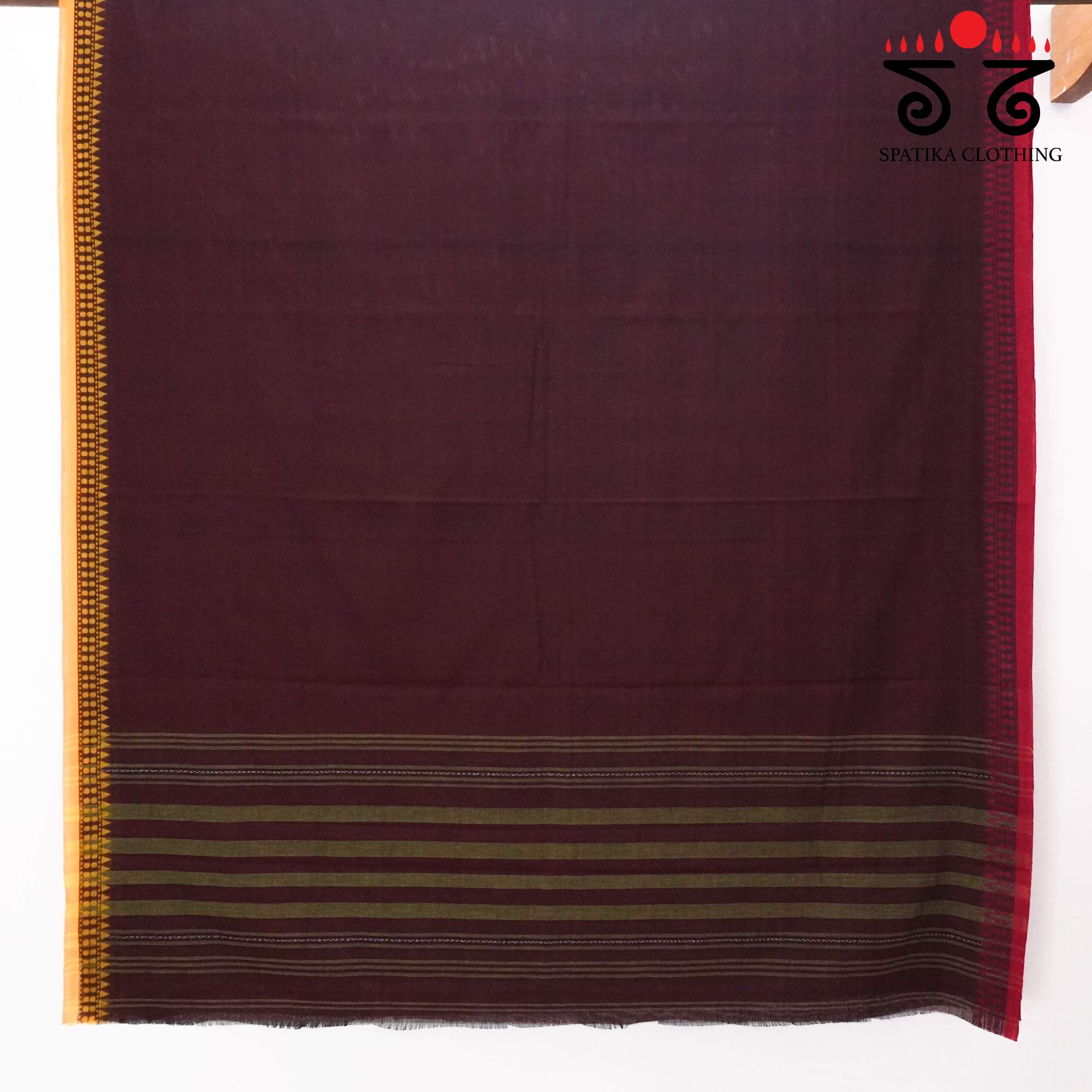 Brown Begampur Handwoven Cotton Saree