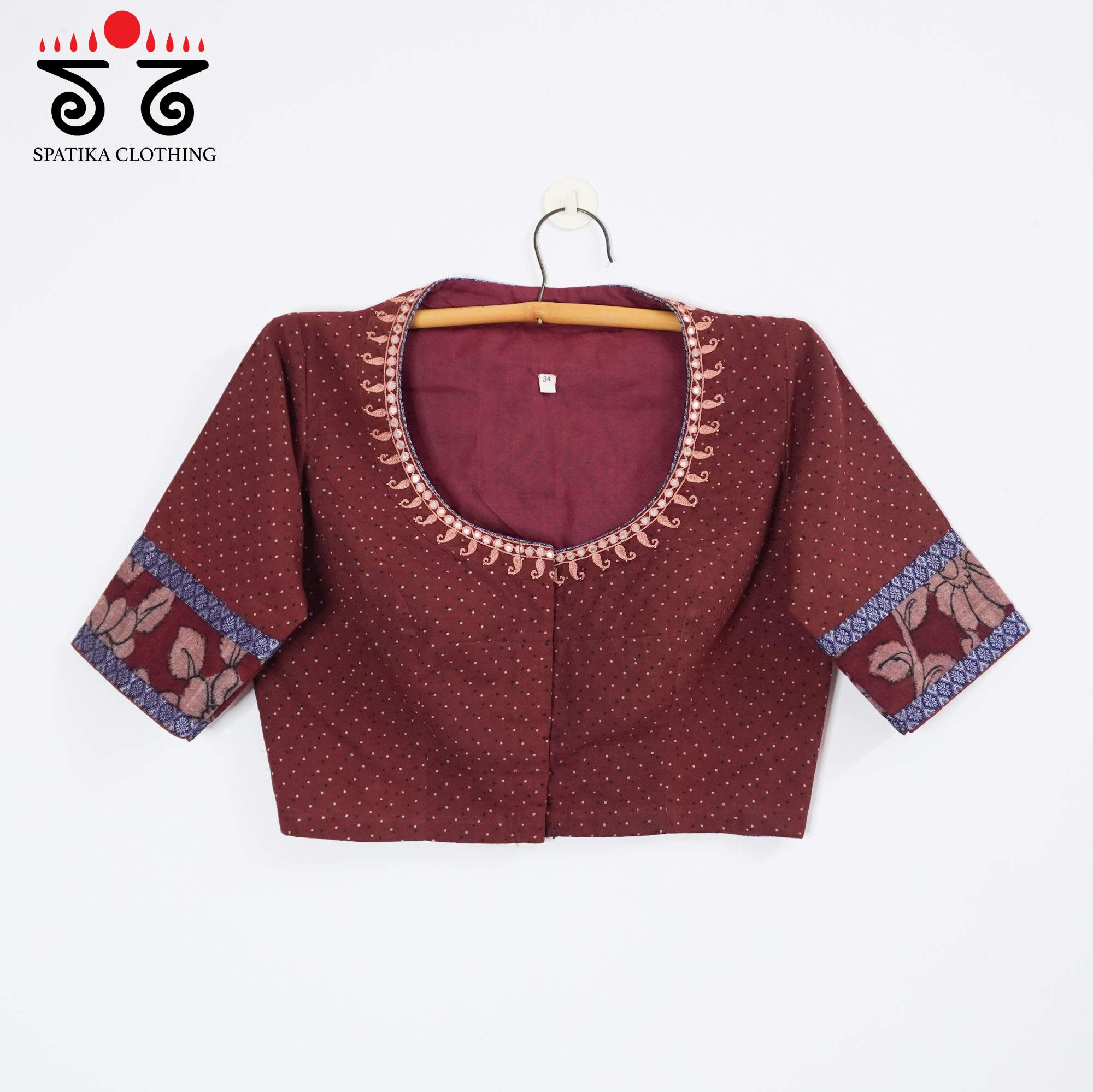 Ajrak Pen Kalamkari - Terracotta Handcrafted Blouse