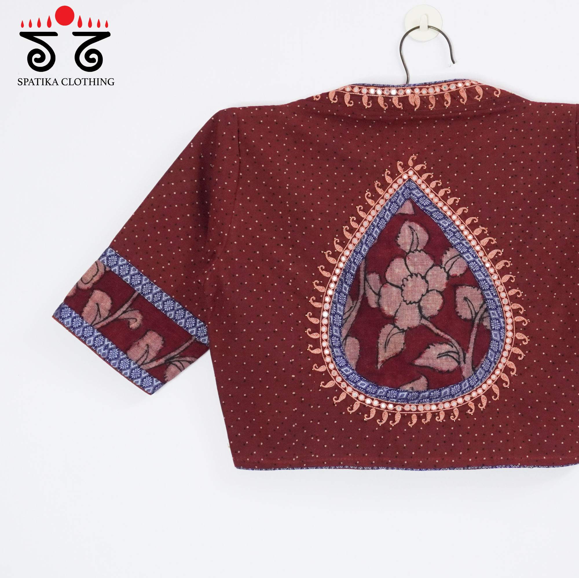 Ajrak Pen Kalamkari - Terracotta Handcrafted Blouse