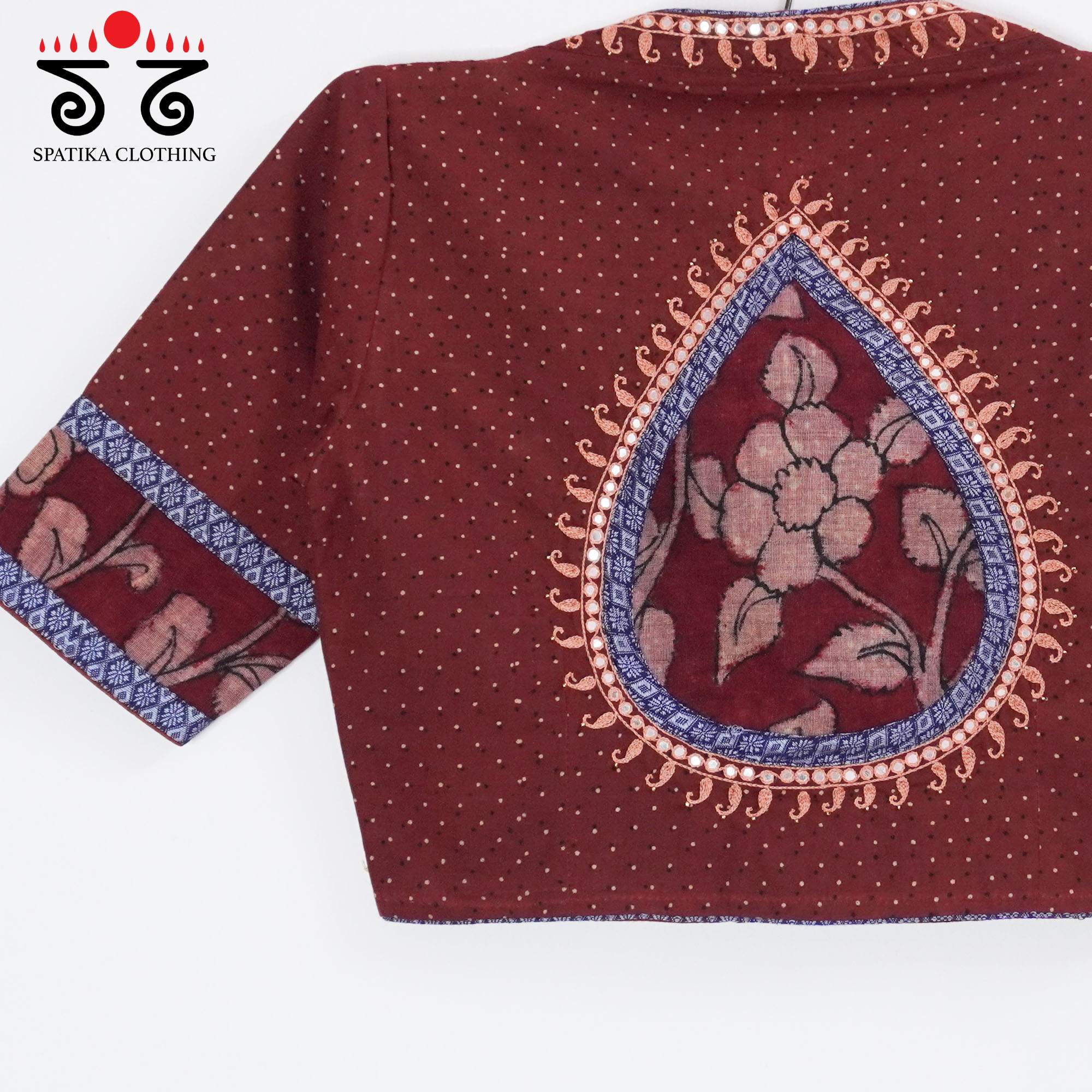 Ajrak Pen Kalamkari - Terracotta Handcrafted Blouse