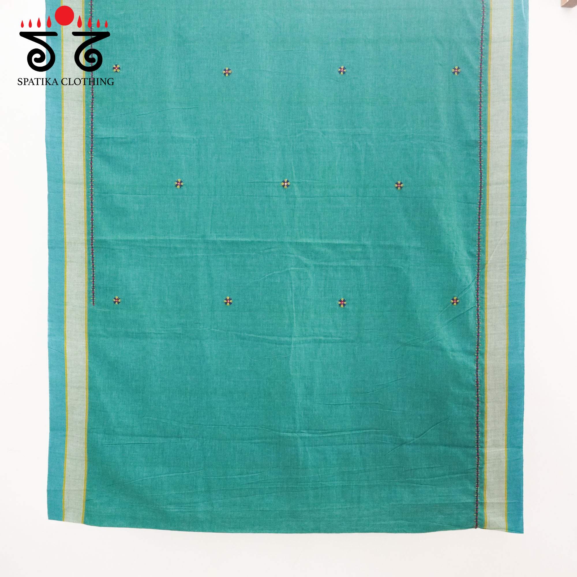 Blue Ilkal Hand Embroidered Cotton Saree