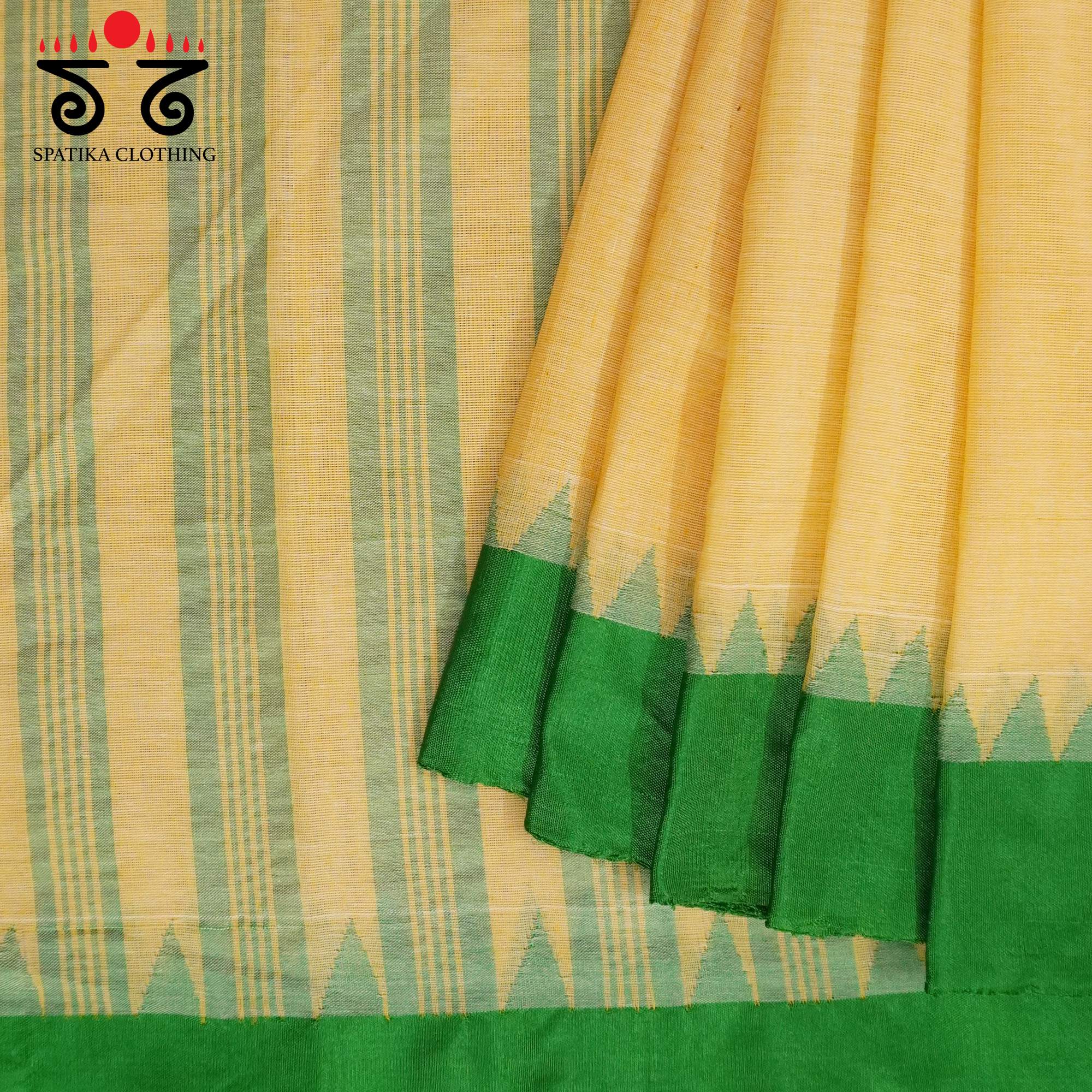 Yellow Ponduru Handspun Cotton Saree With Special Blouse