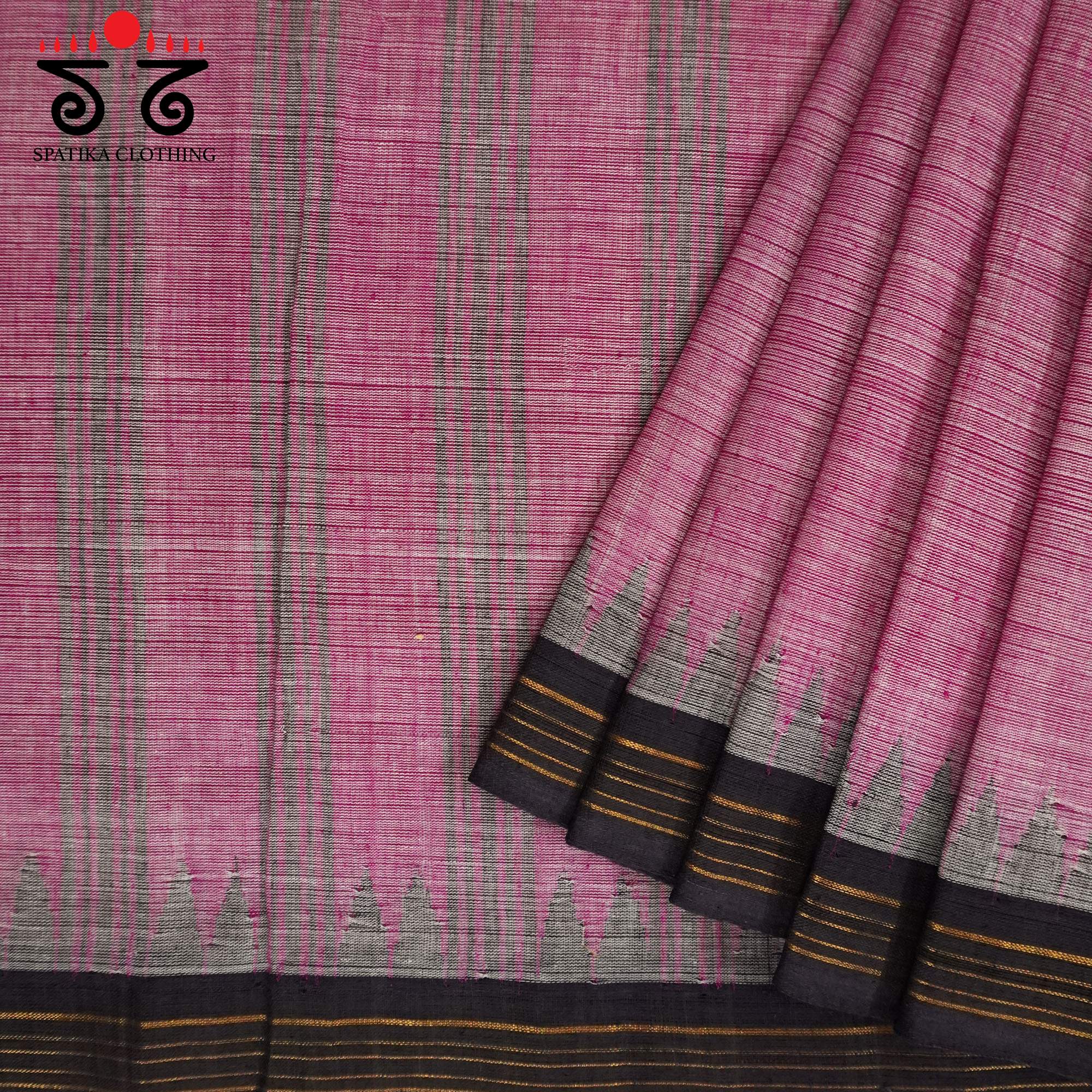 Pink Ponduru Handspun Cotton Saree With Special Blouse