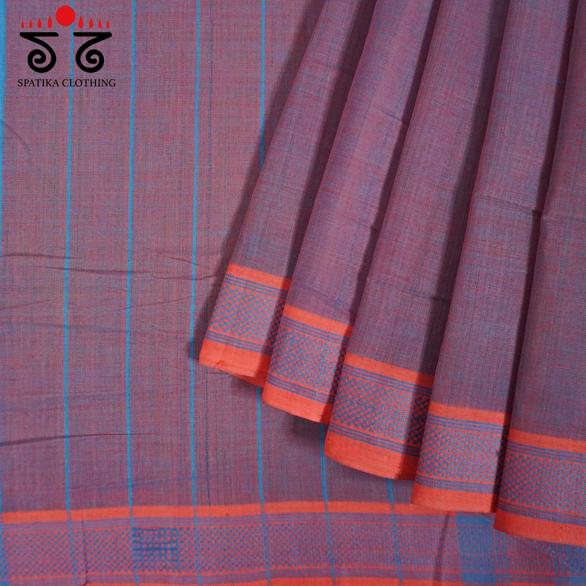 Violet Andhra Handwoven Cotton Saree With Special Blouse
