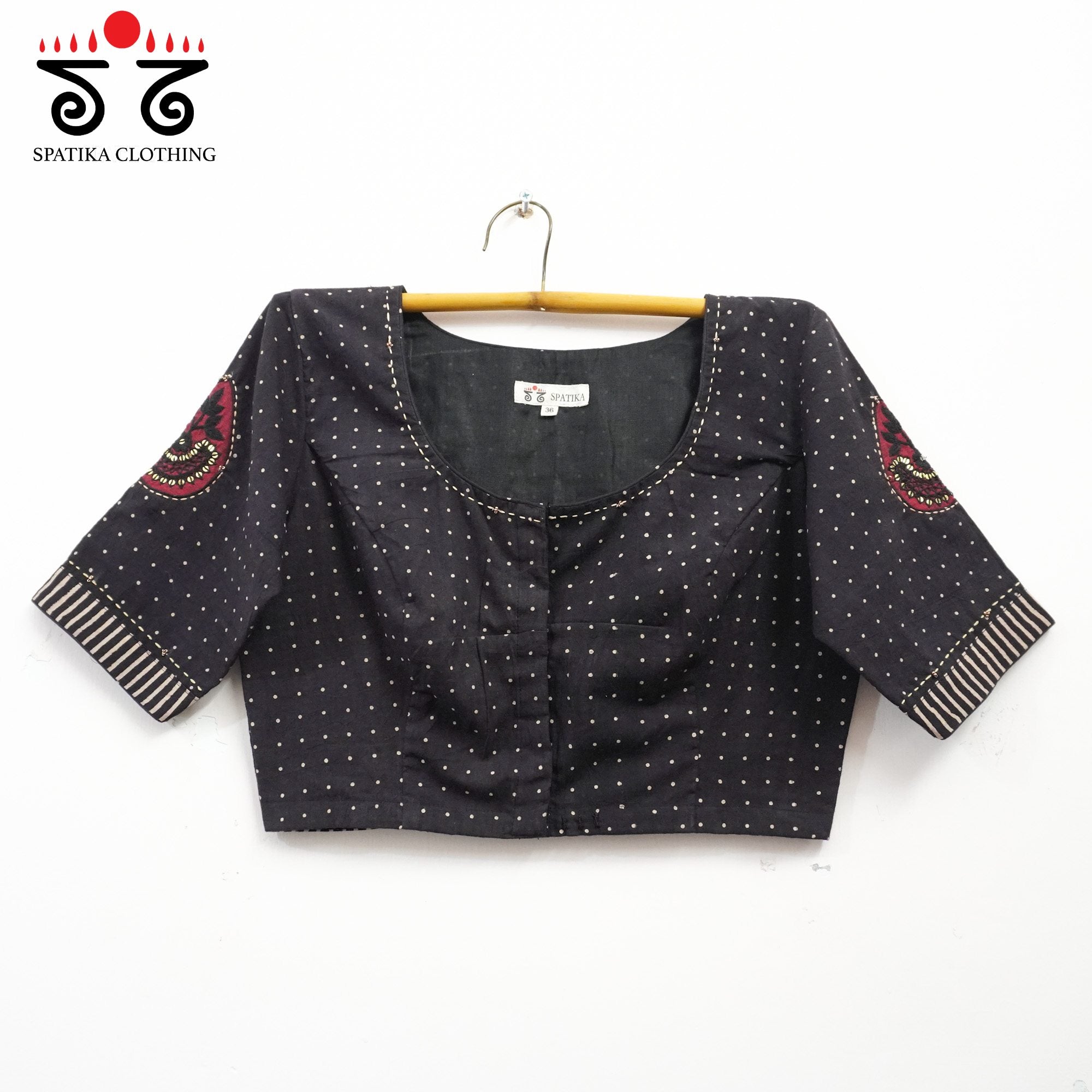 Black Inlay & Yoke handcrafted blouse in natural dyes
