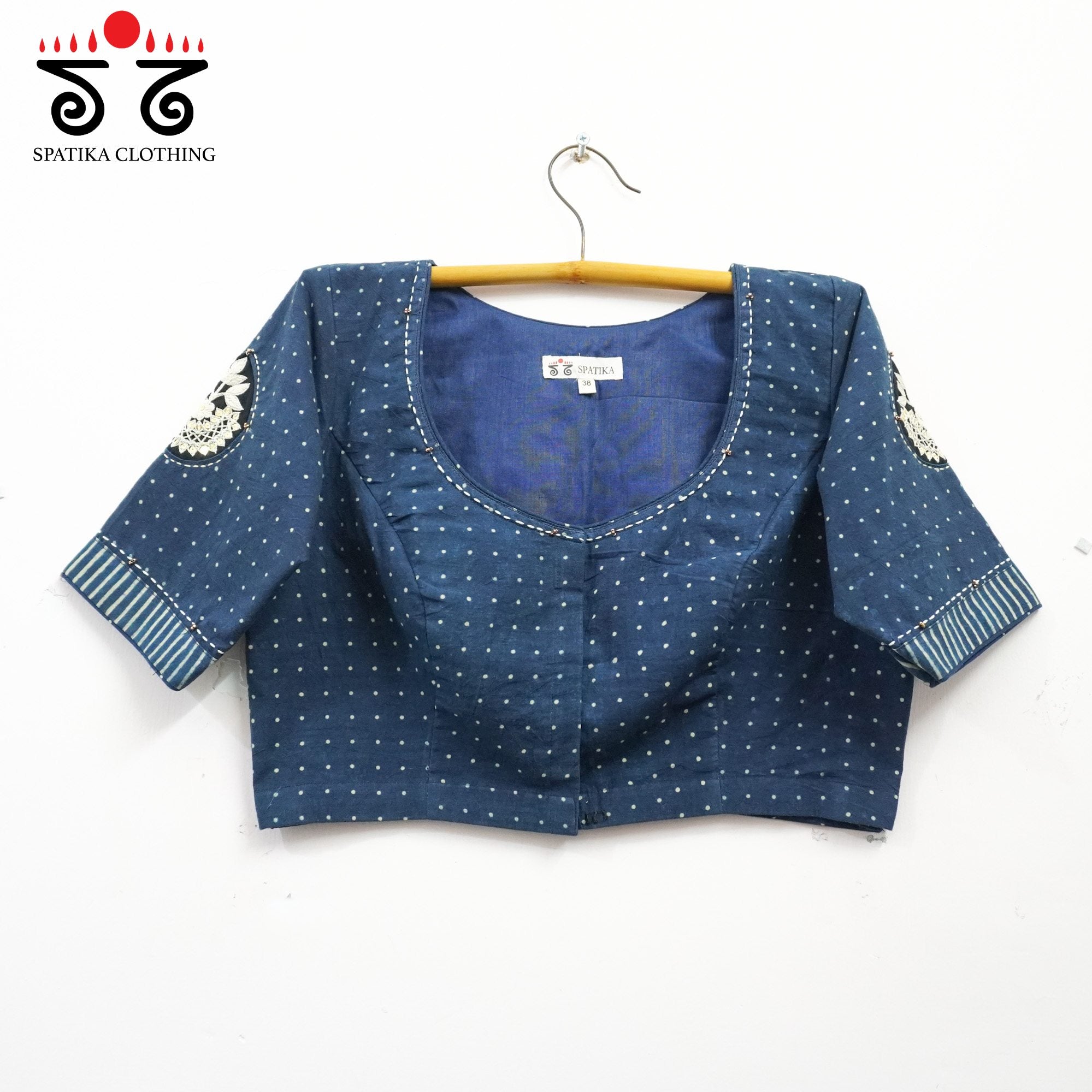 Blue Inlay & Yoke handcrafted blouse in natural dyes