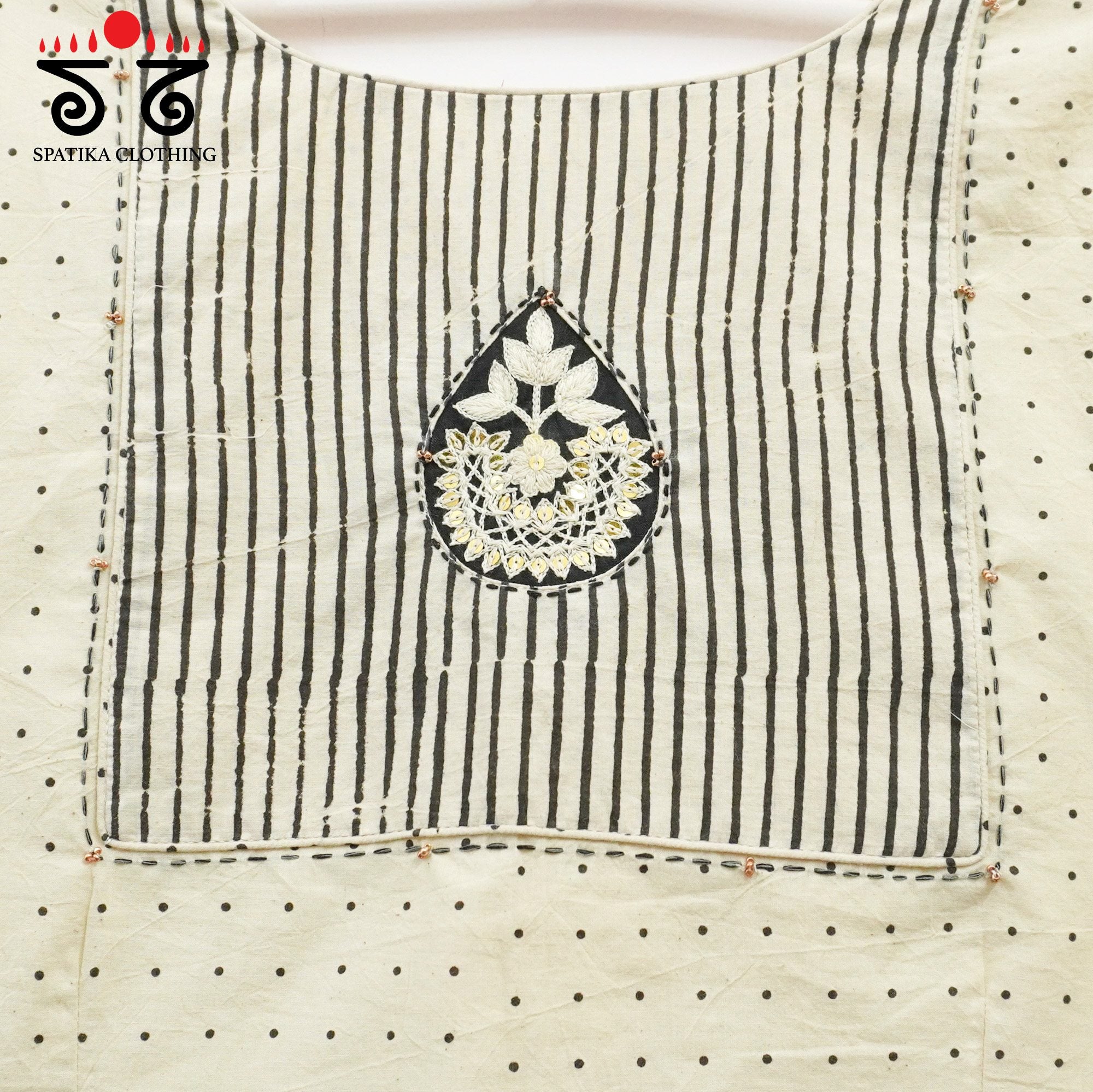 Off-White Inlay & Yoke handcrafted blouse in natural dyes
