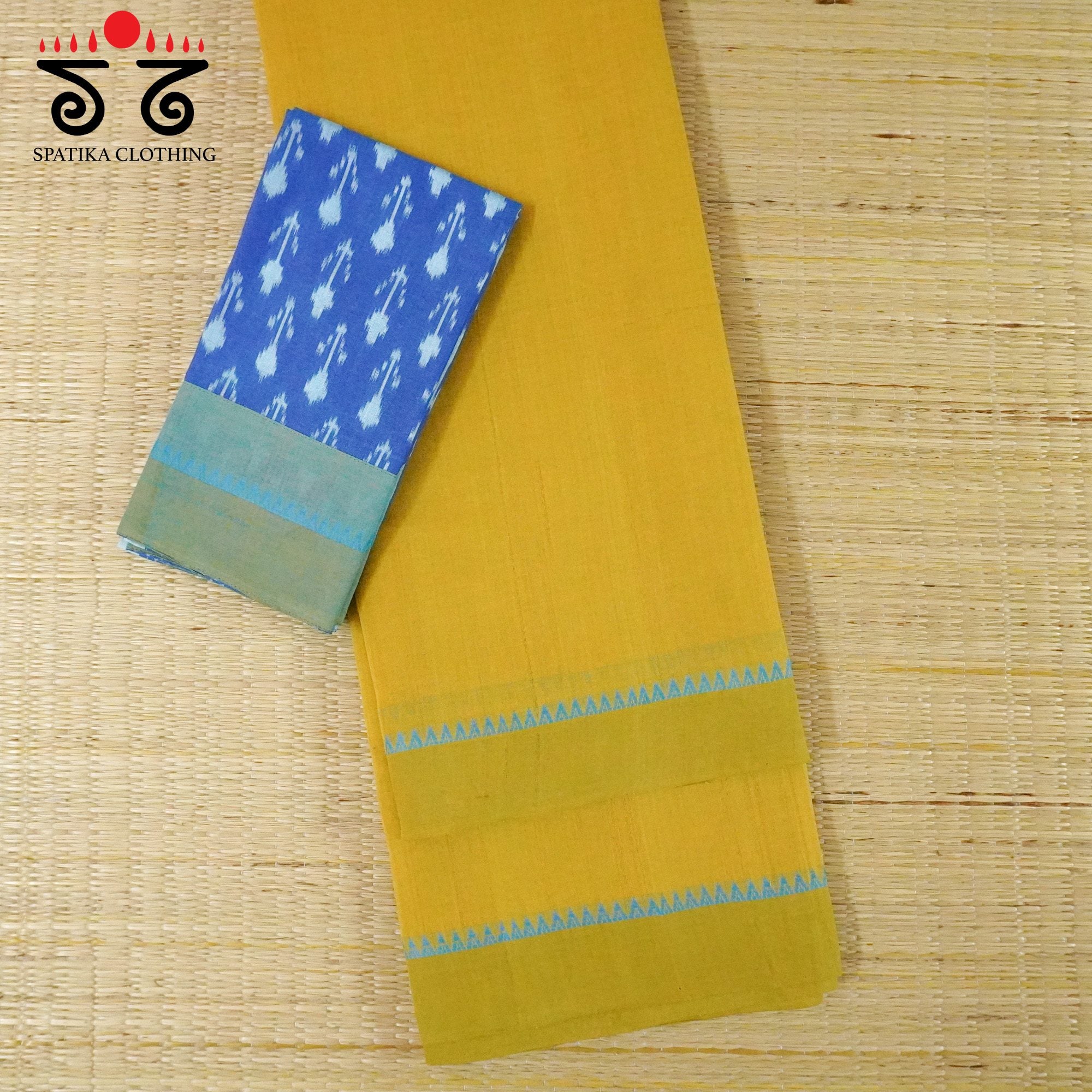 Mustard Andhra Handwoven Cotton Saree With Special Blouse