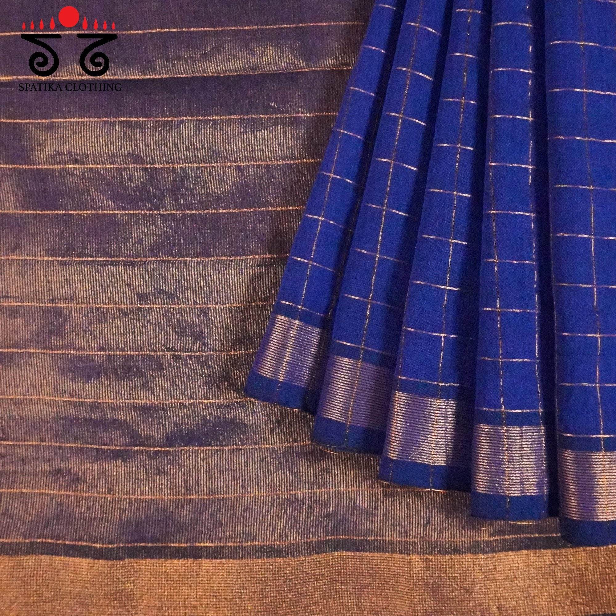 Blue Zari Bengal Cotton Saree