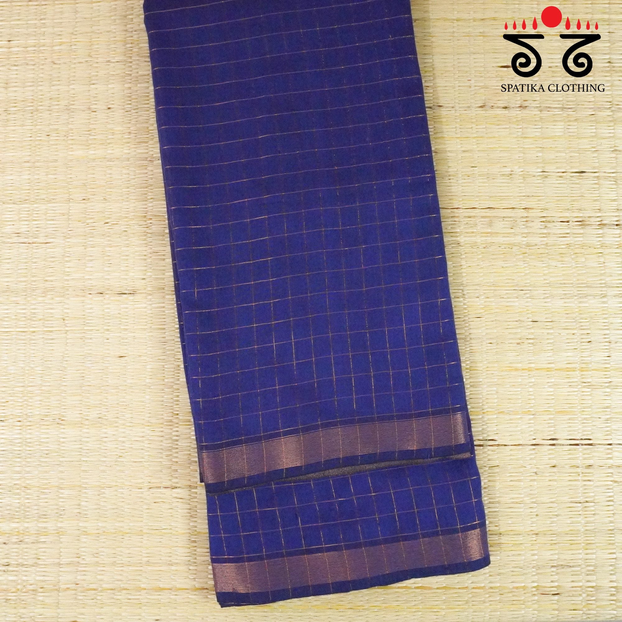 Blue Zari Bengal Cotton Saree