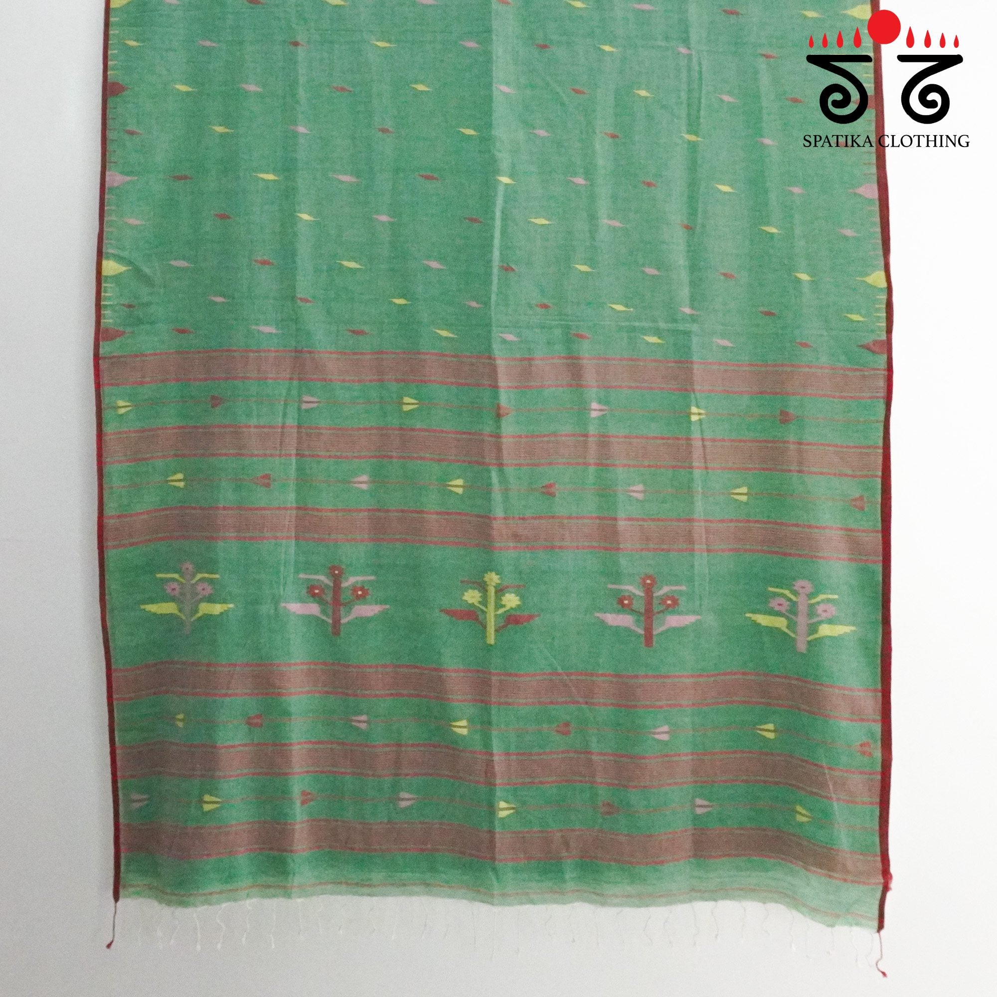 Green Jamdhani Bengal Cotton Saree
