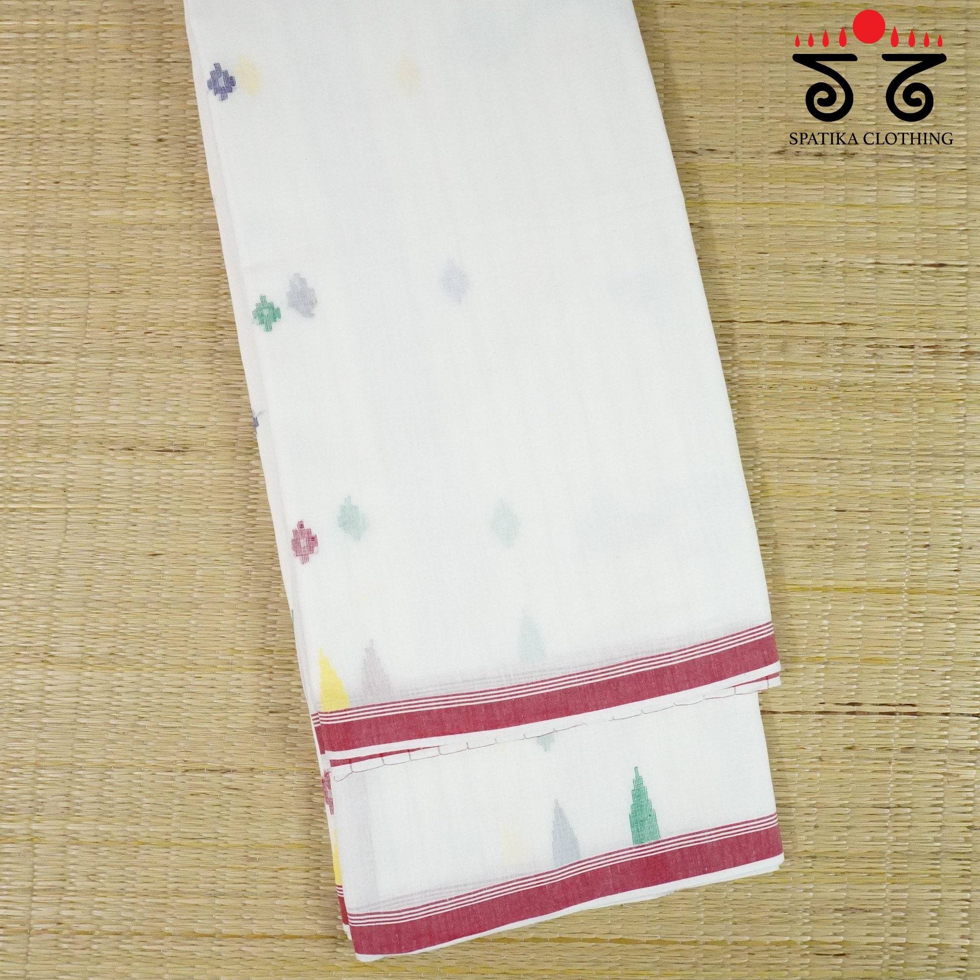 White Jamdhani Bengal Cotton Saree