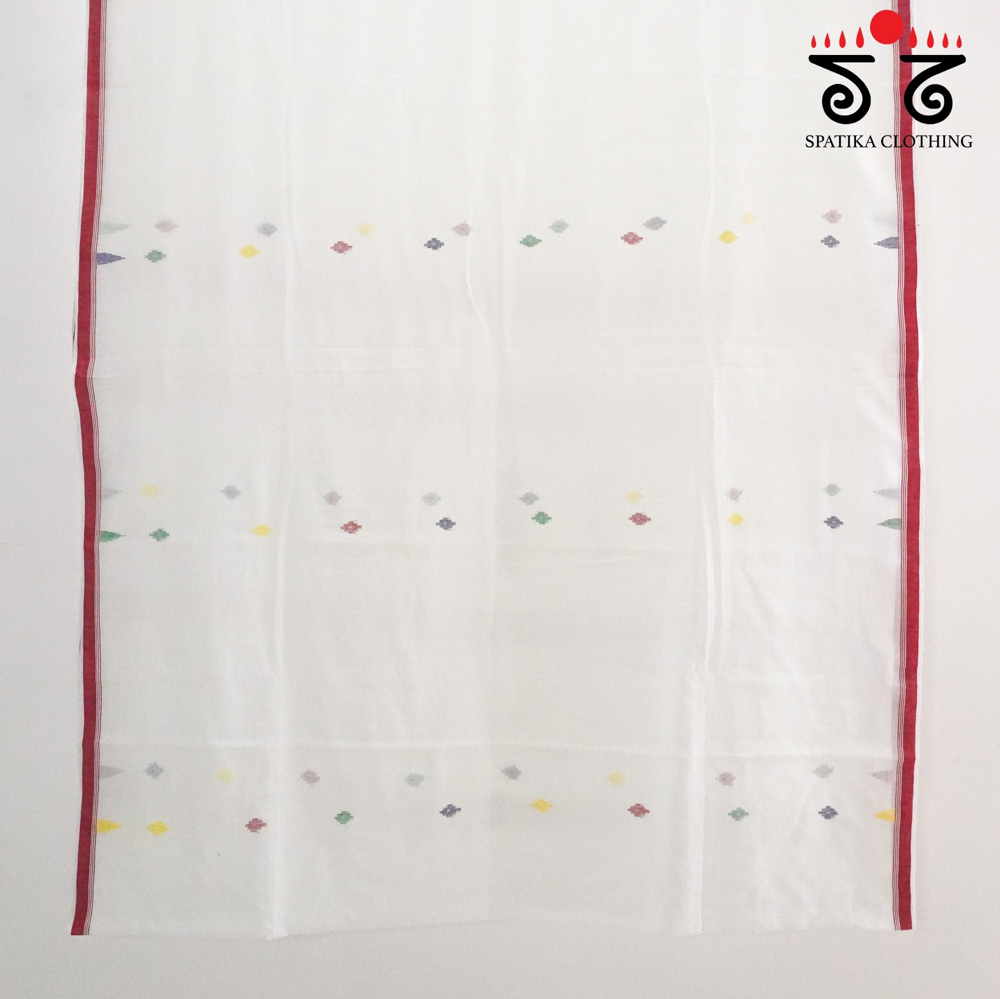 White Jamdhani Bengal Cotton Saree