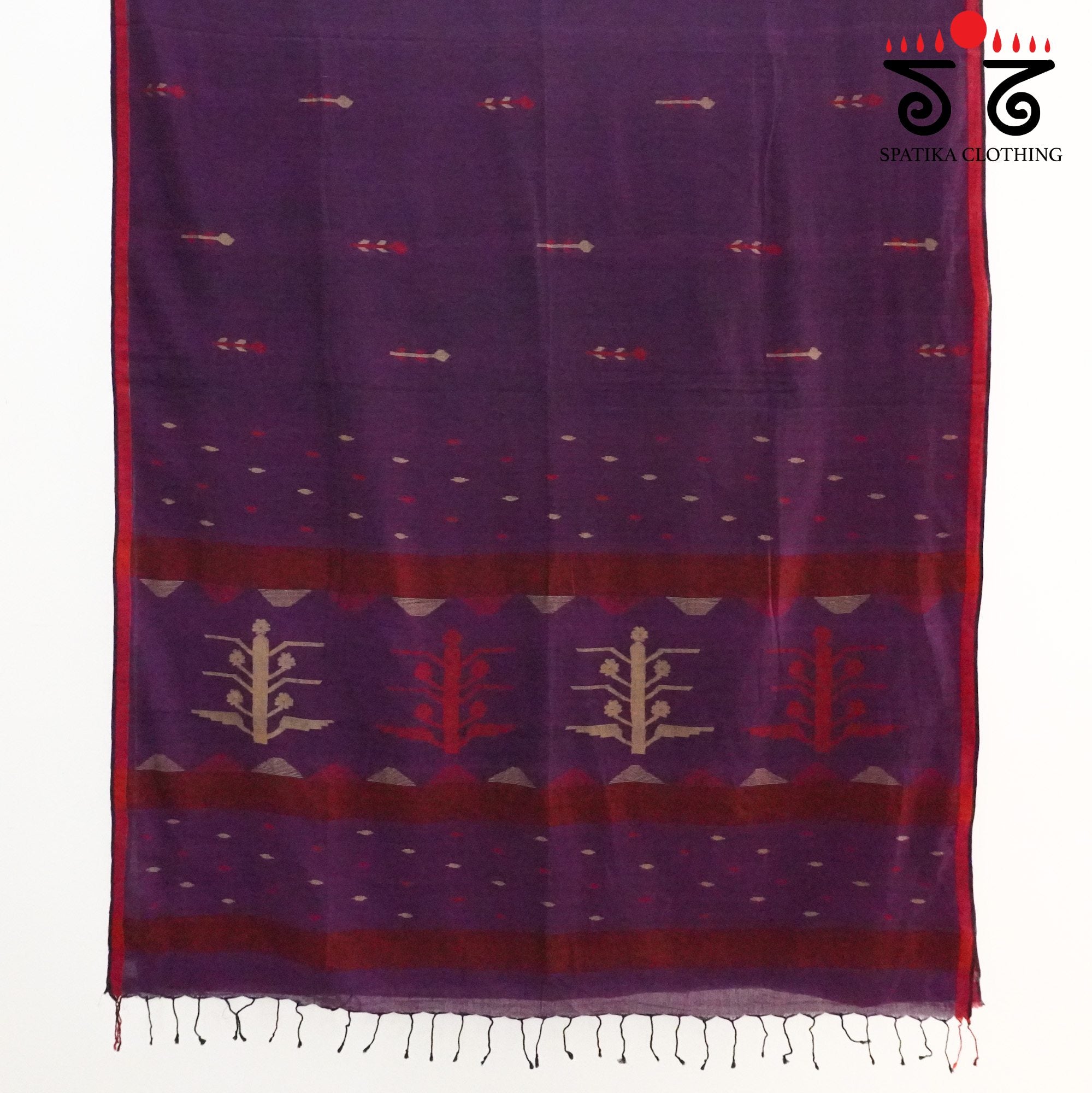 Grape Jamdhani Bengal Cotton Saree