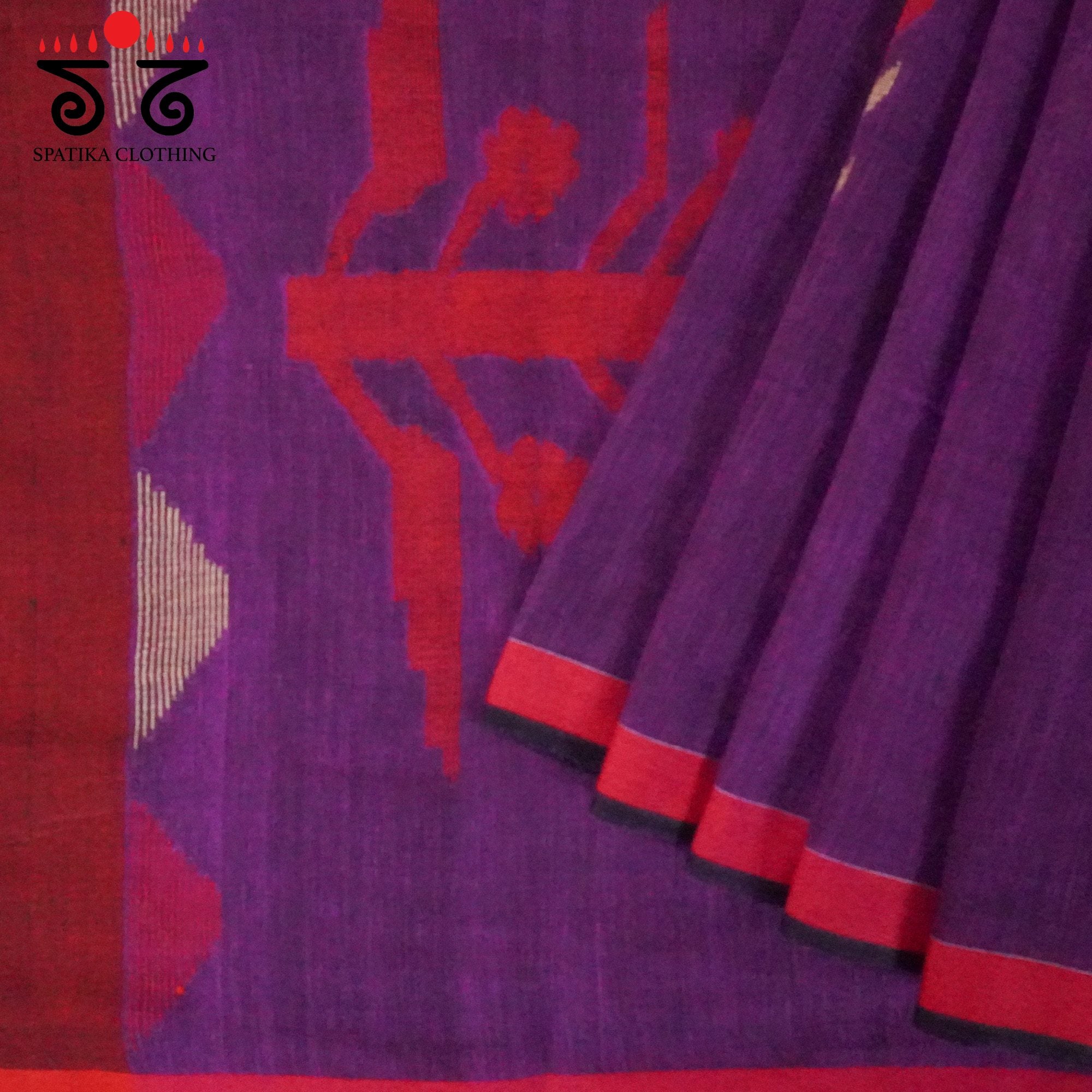 Grape Jamdhani Bengal Cotton Saree