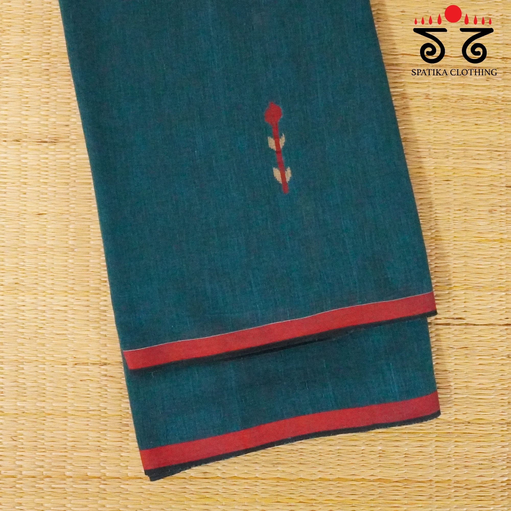 Peacock Blue Jamdhani Bengal Cotton Saree