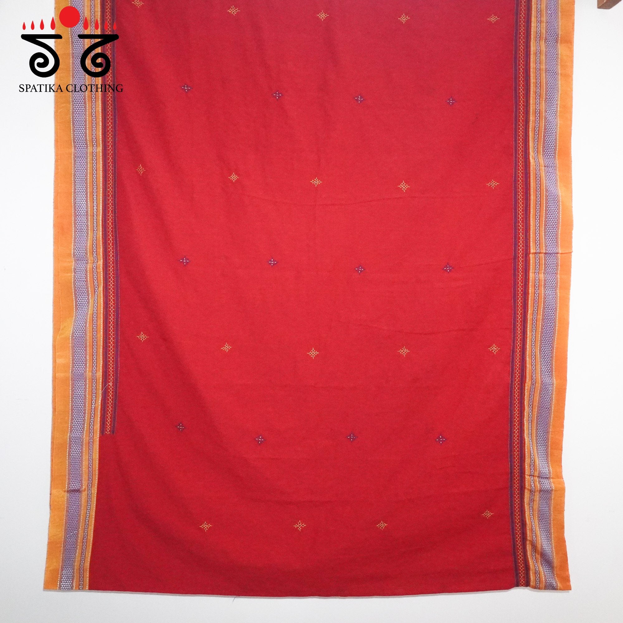 Red Ilkal Hand Embroidered Cotton Saree