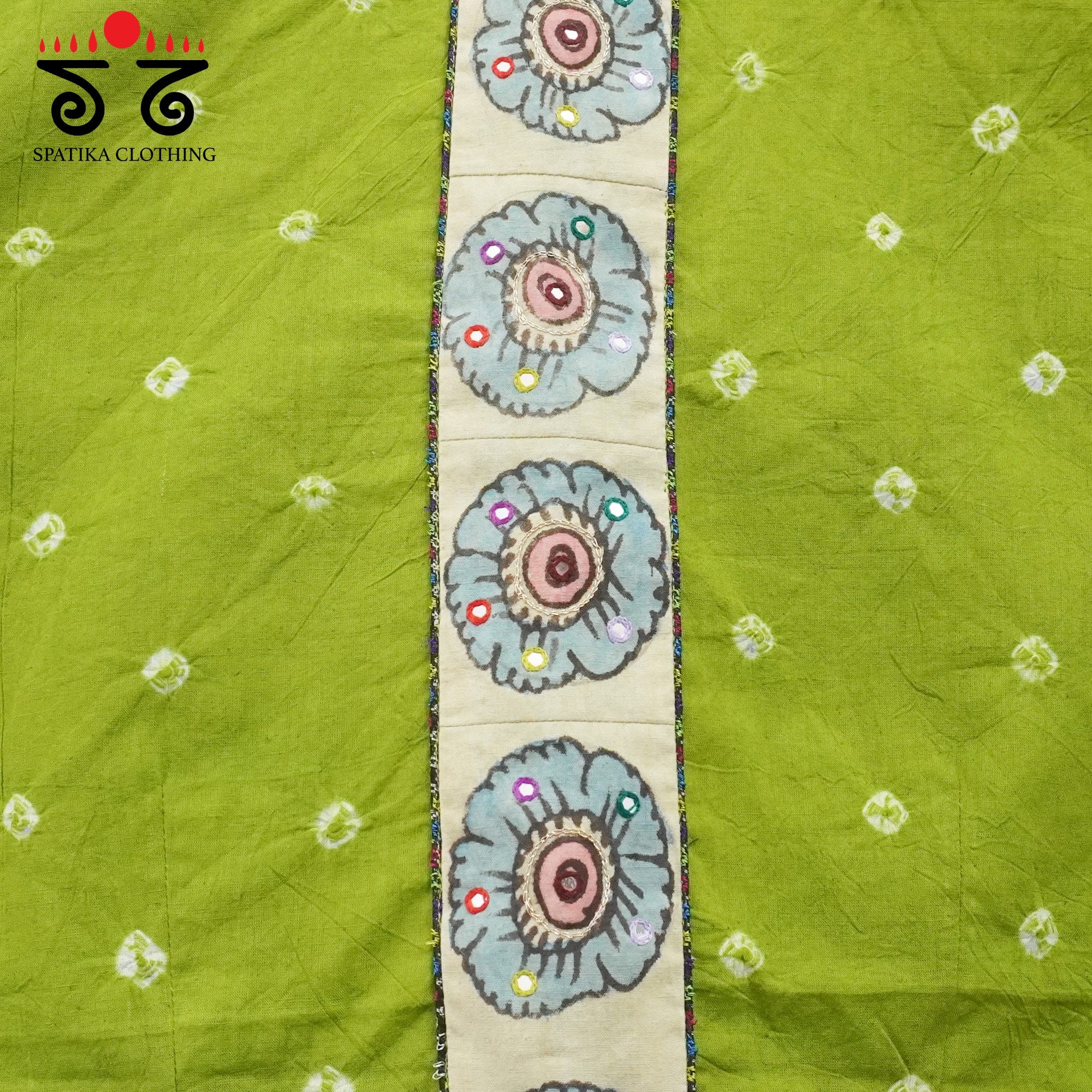 Green Bandhini-Pen Kalamkari Handcrafted Blouse