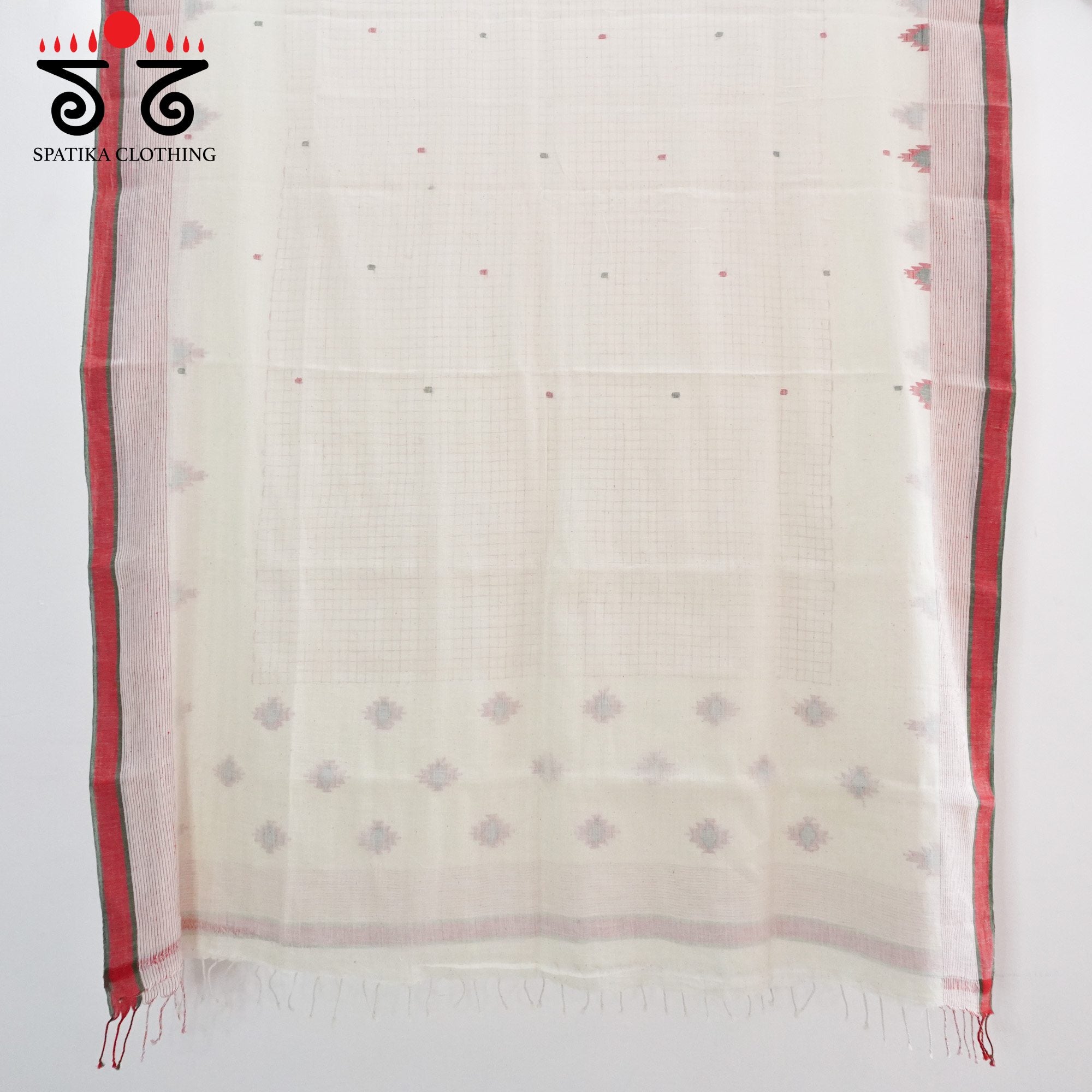 Off White Jamdhani Bengal Cotton Saree