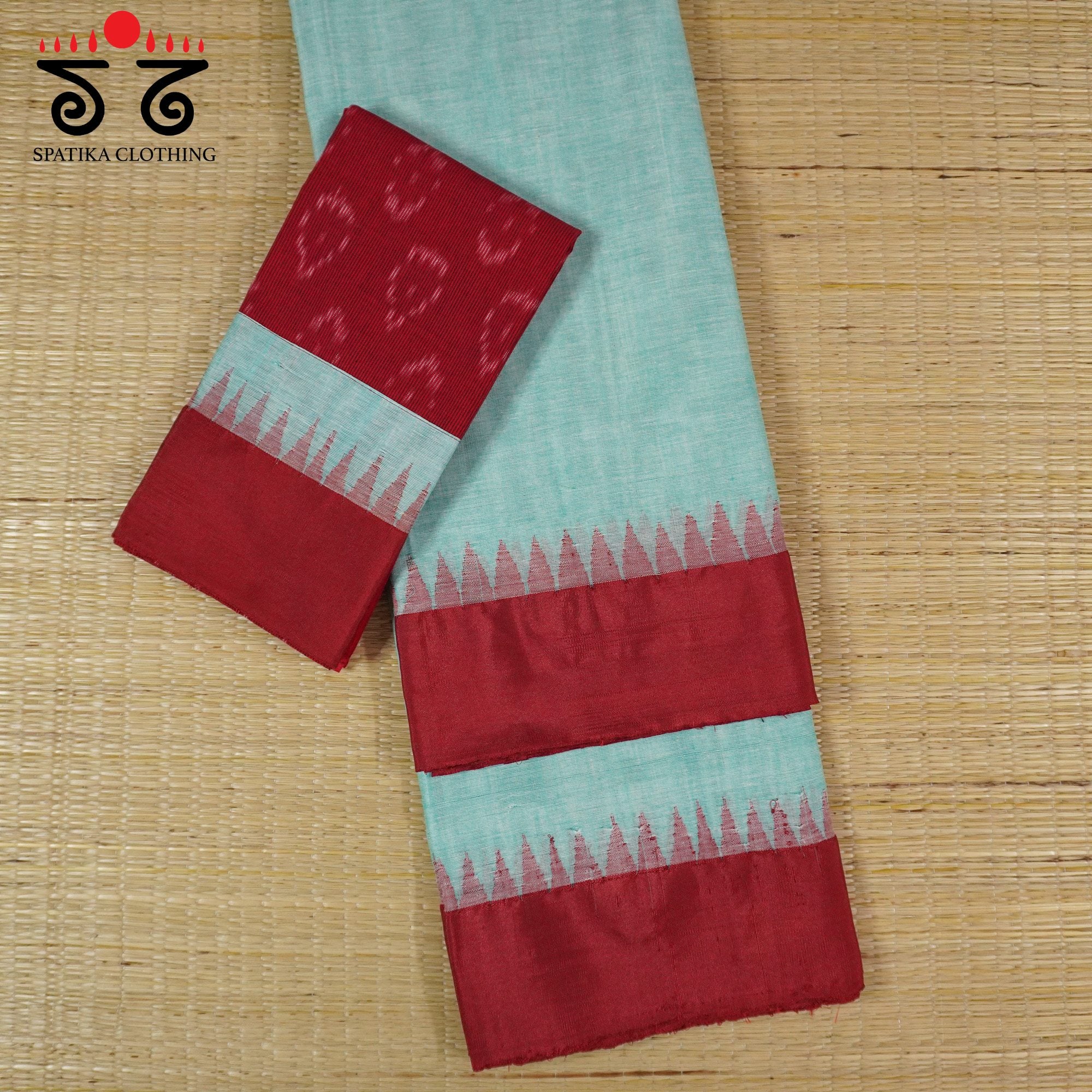 Blue Ponduru Handspun Cotton Saree- Ikat Blouse