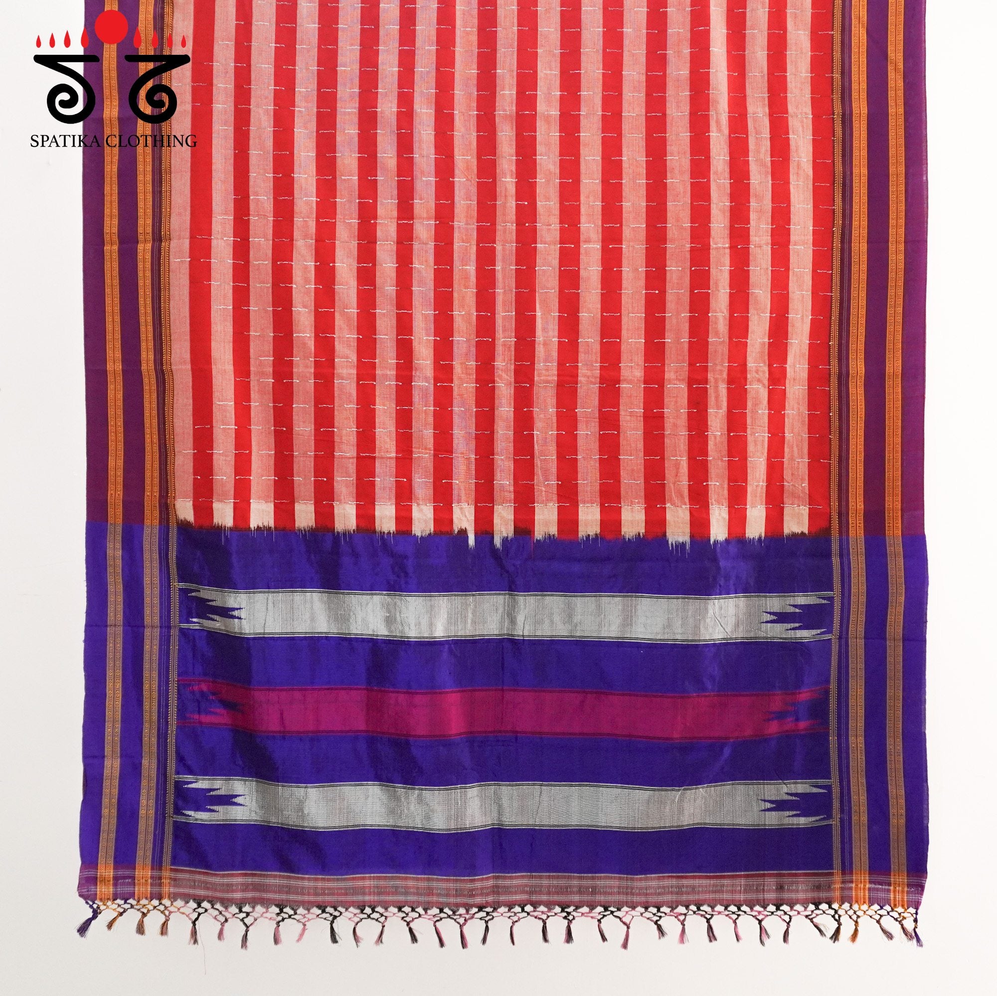 Red Ilkal Handwoven Cotton Saree - Silk Pallu