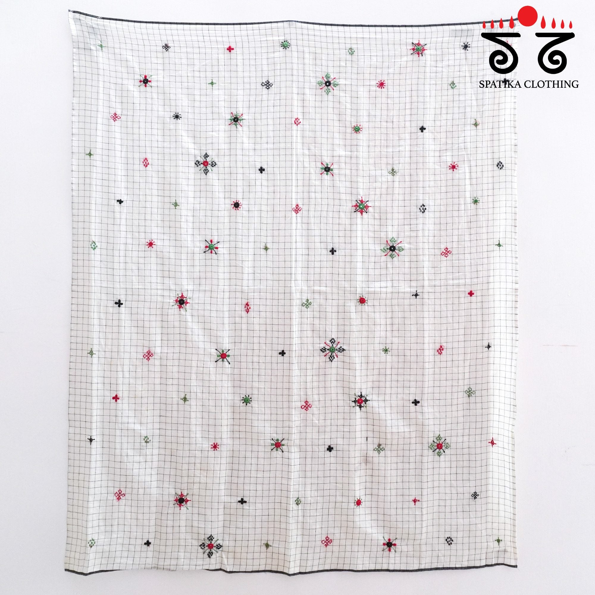 White Lambani Hand-embroidered Blouse Fabric