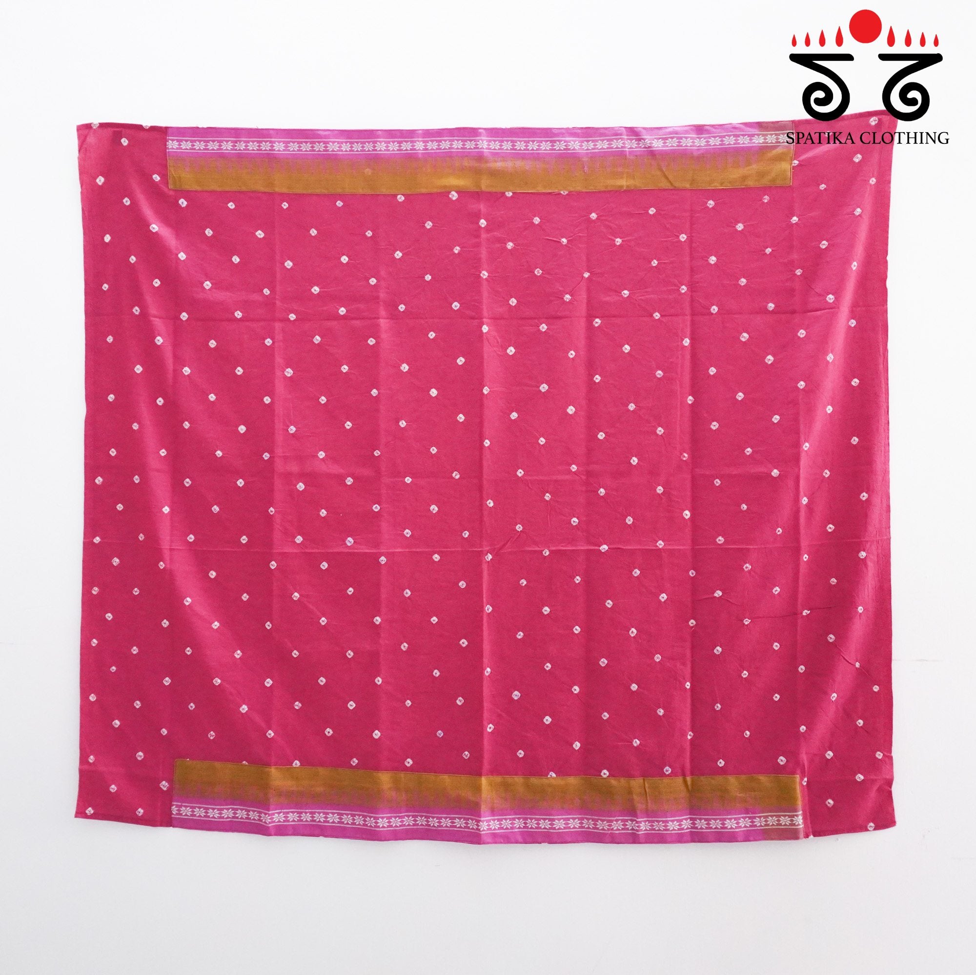 Ponduru Handspun Cotton Saree With Bandhani Blouse