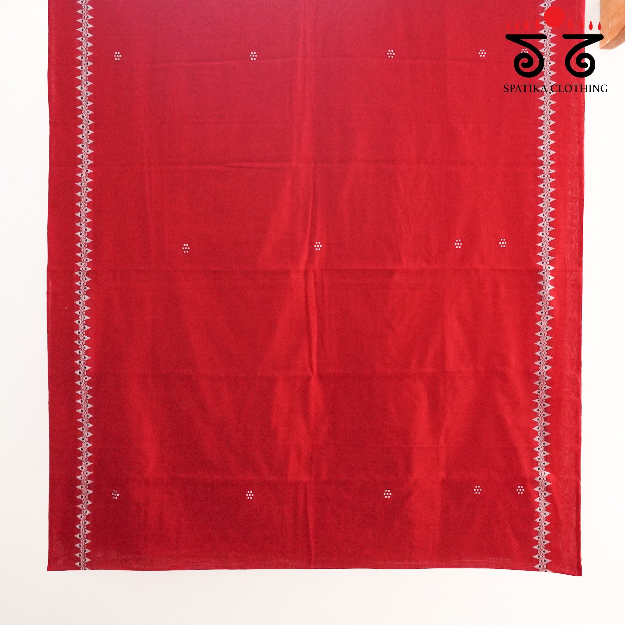 Red Begampur Handwoven Cotton Saree New!
