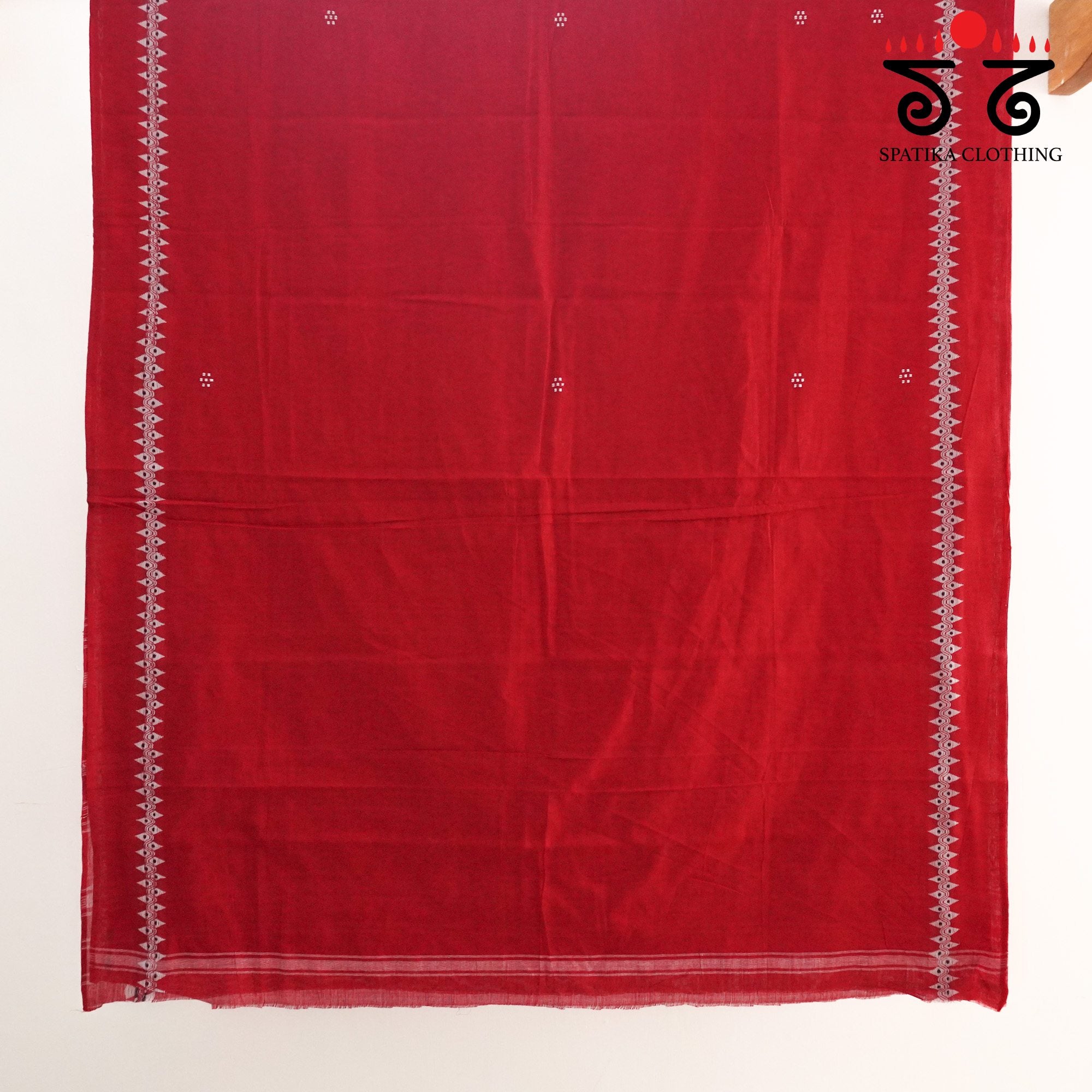 Red Begampur Handwoven Cotton Saree New!