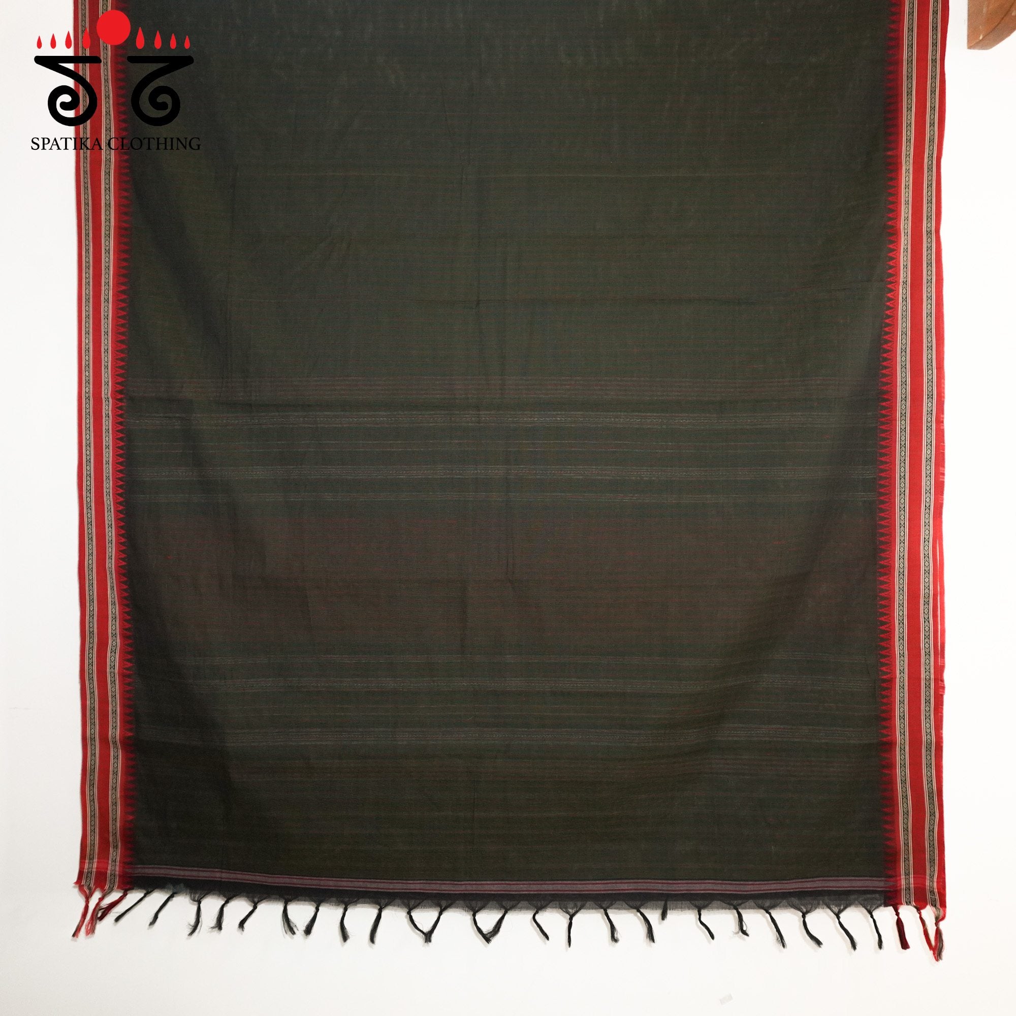 Dark Green Begampur Handwoven Cotton Saree New!
