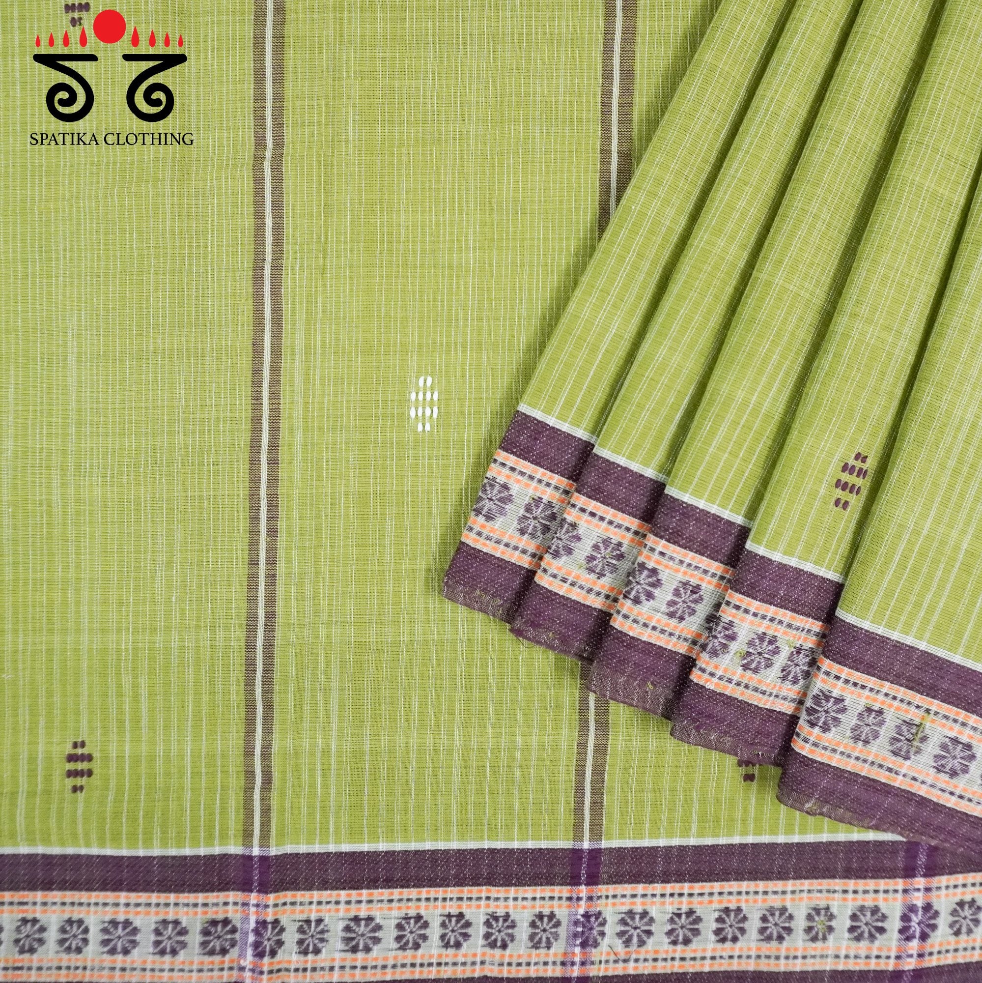 Green Begampur Handwoven Cotton Saree New!