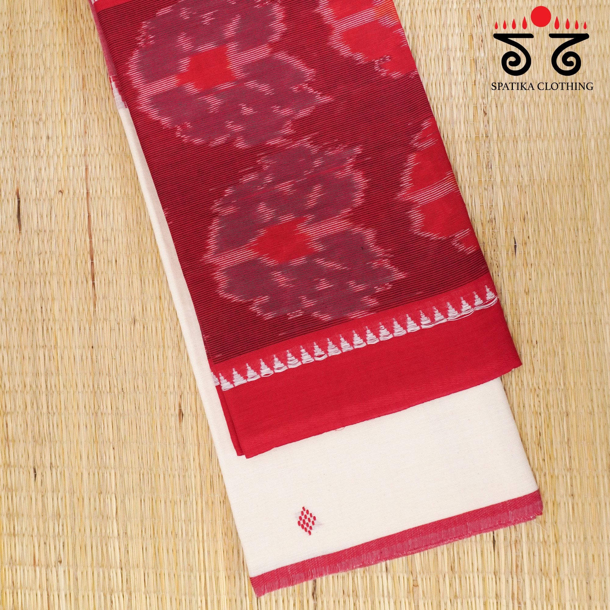 Red Begampur Handwoven Cotton Saree New!