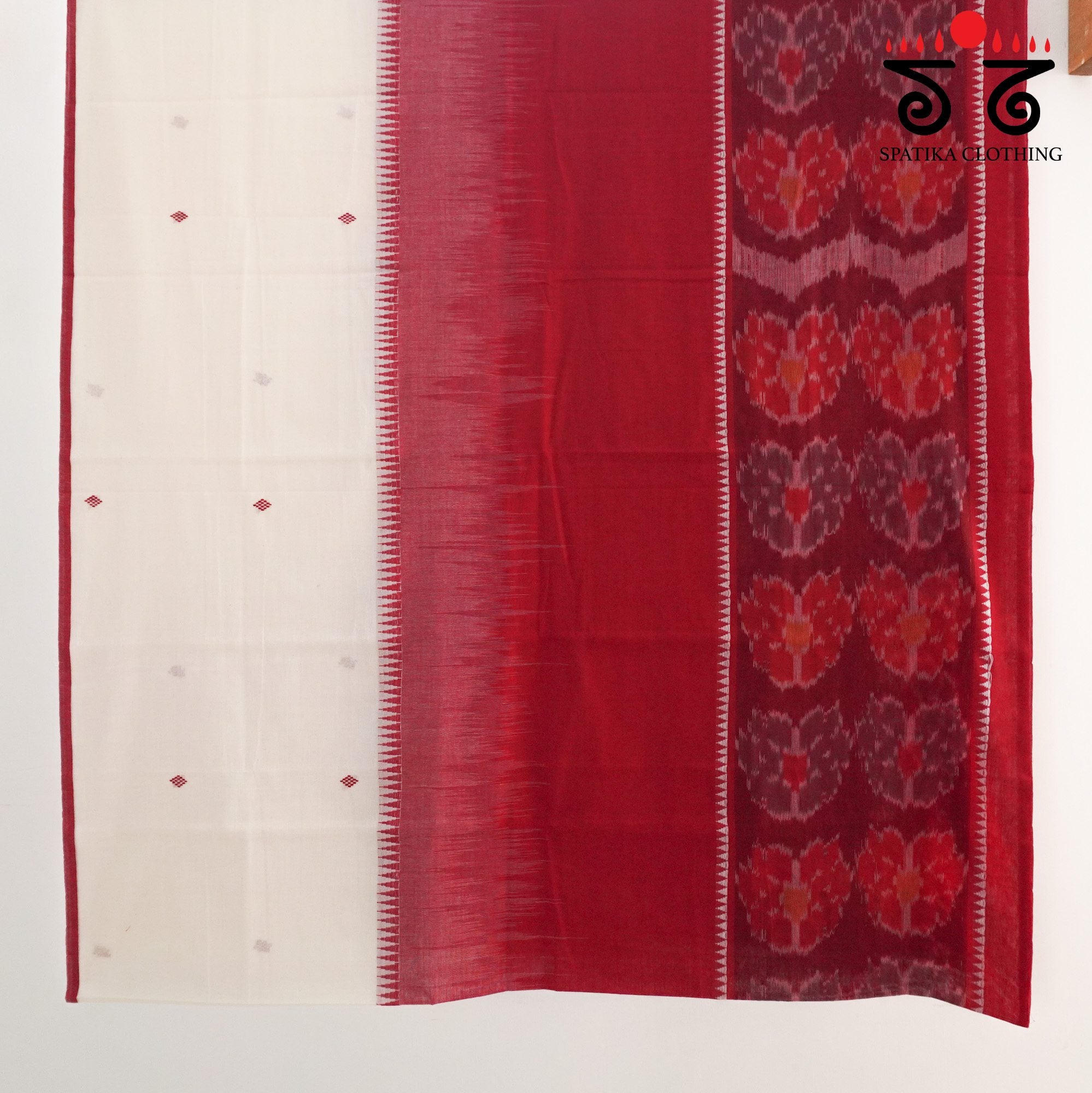 Red Begampur Handwoven Cotton Saree New!