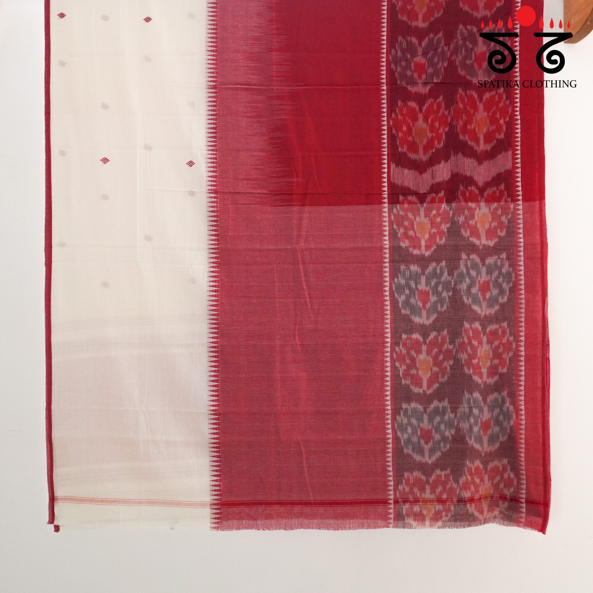 Red Begampur Handwoven Cotton Saree New!