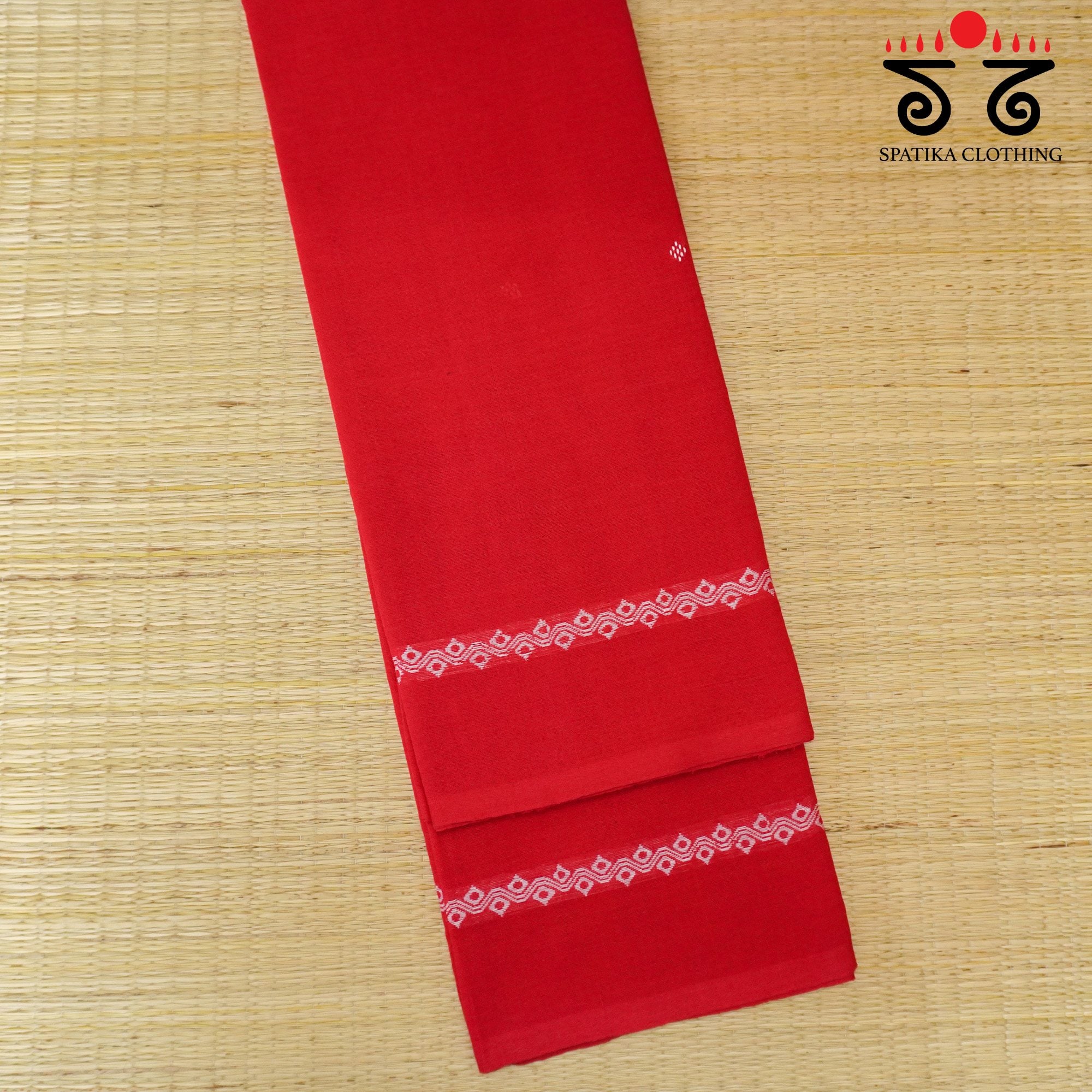 Red Begampur Handwoven Cotton Saree New!