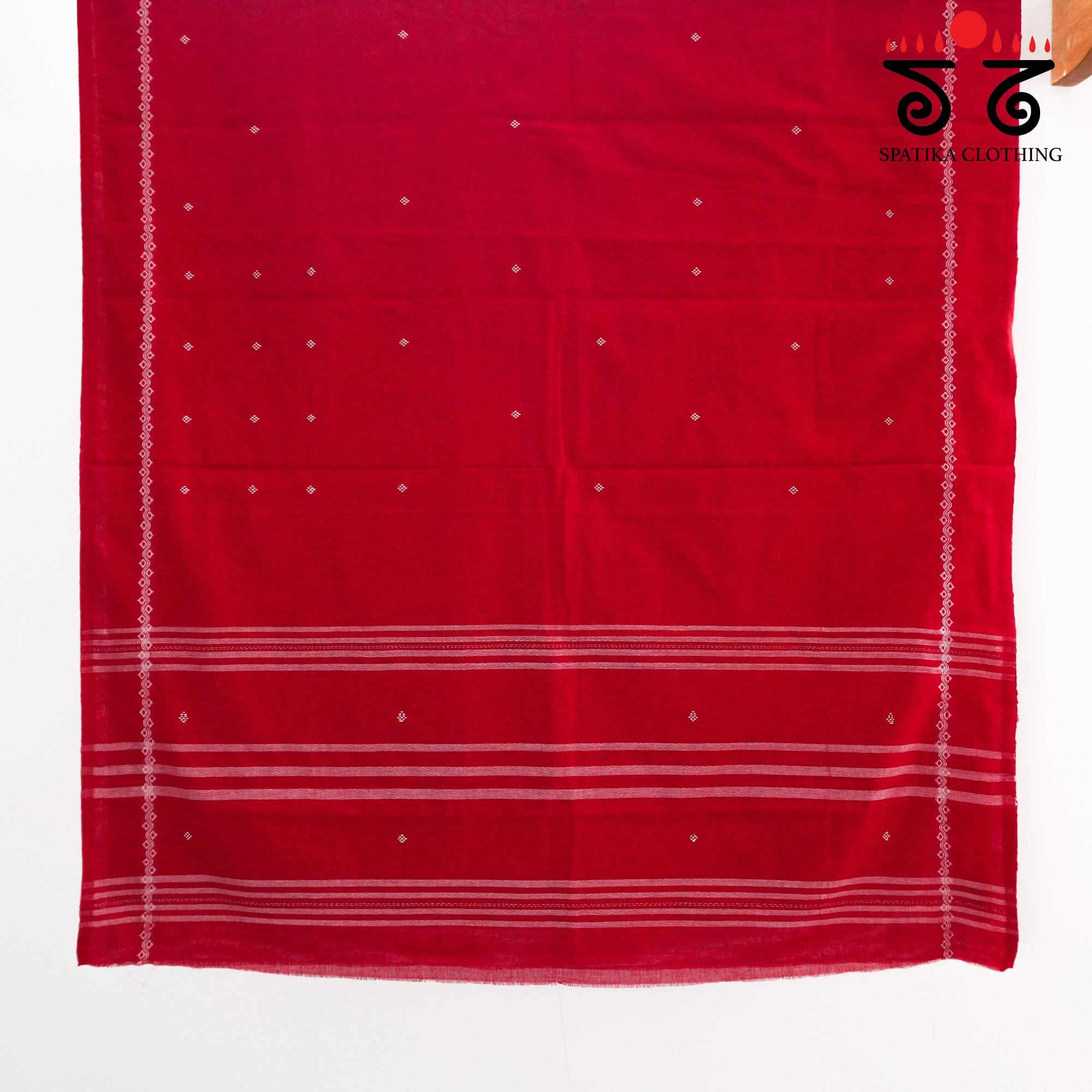 Red Begampur Handwoven Cotton Saree New!