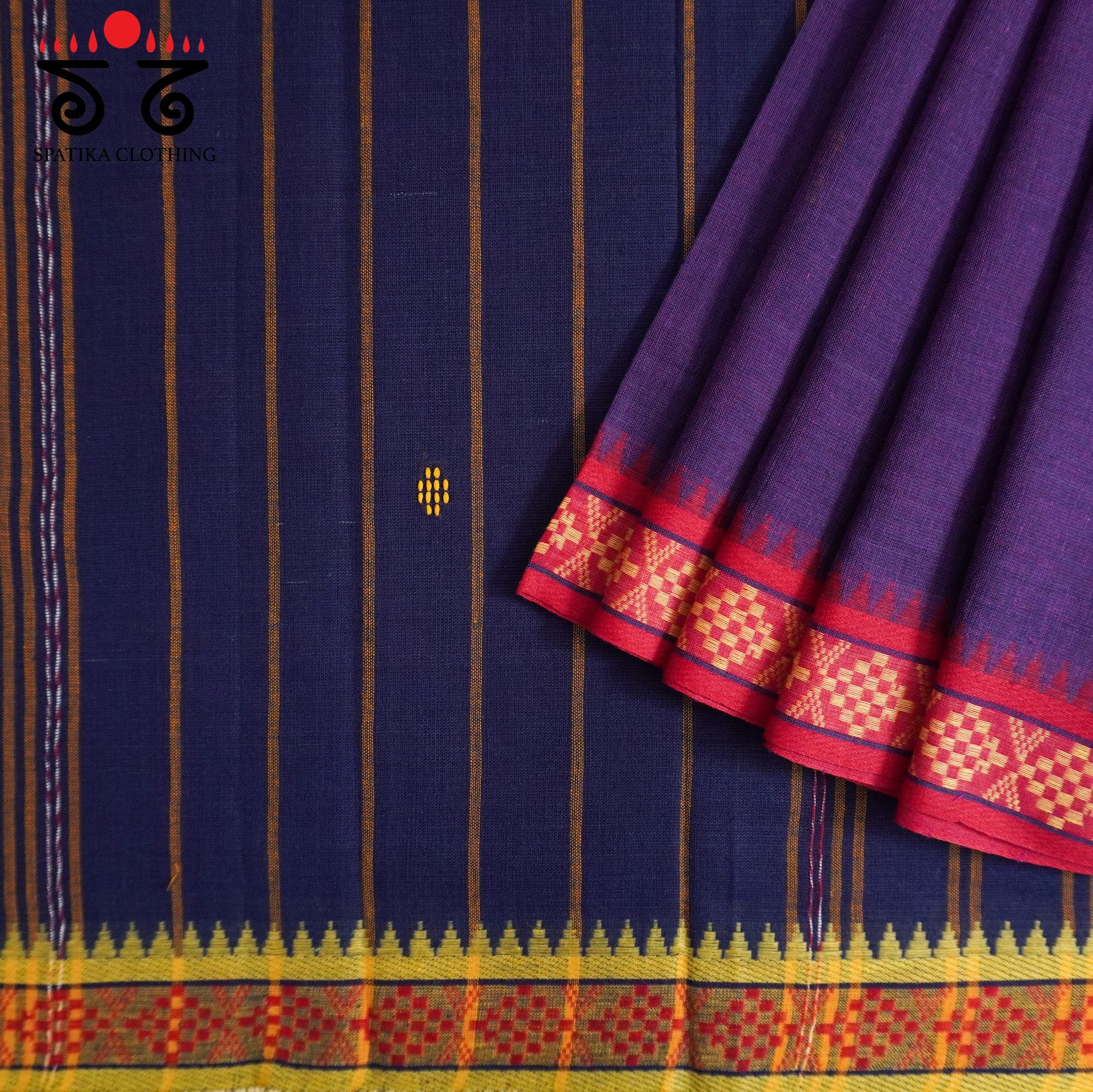 Purple Begampur Handwoven Cotton Saree New!