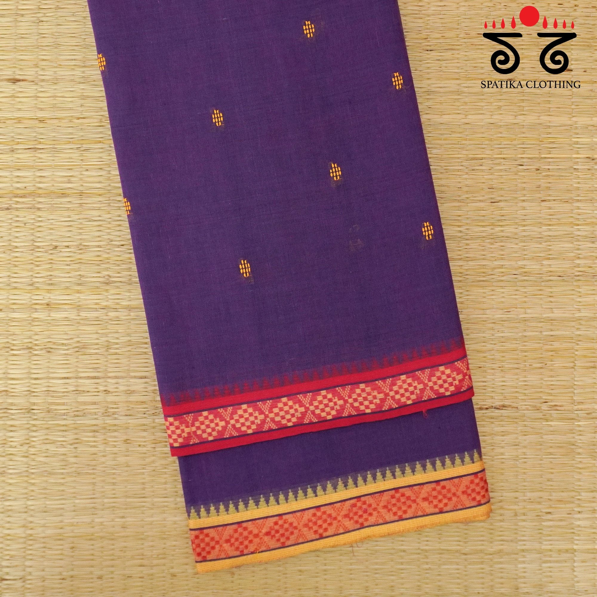 Purple Begampur Handwoven Cotton Saree New!